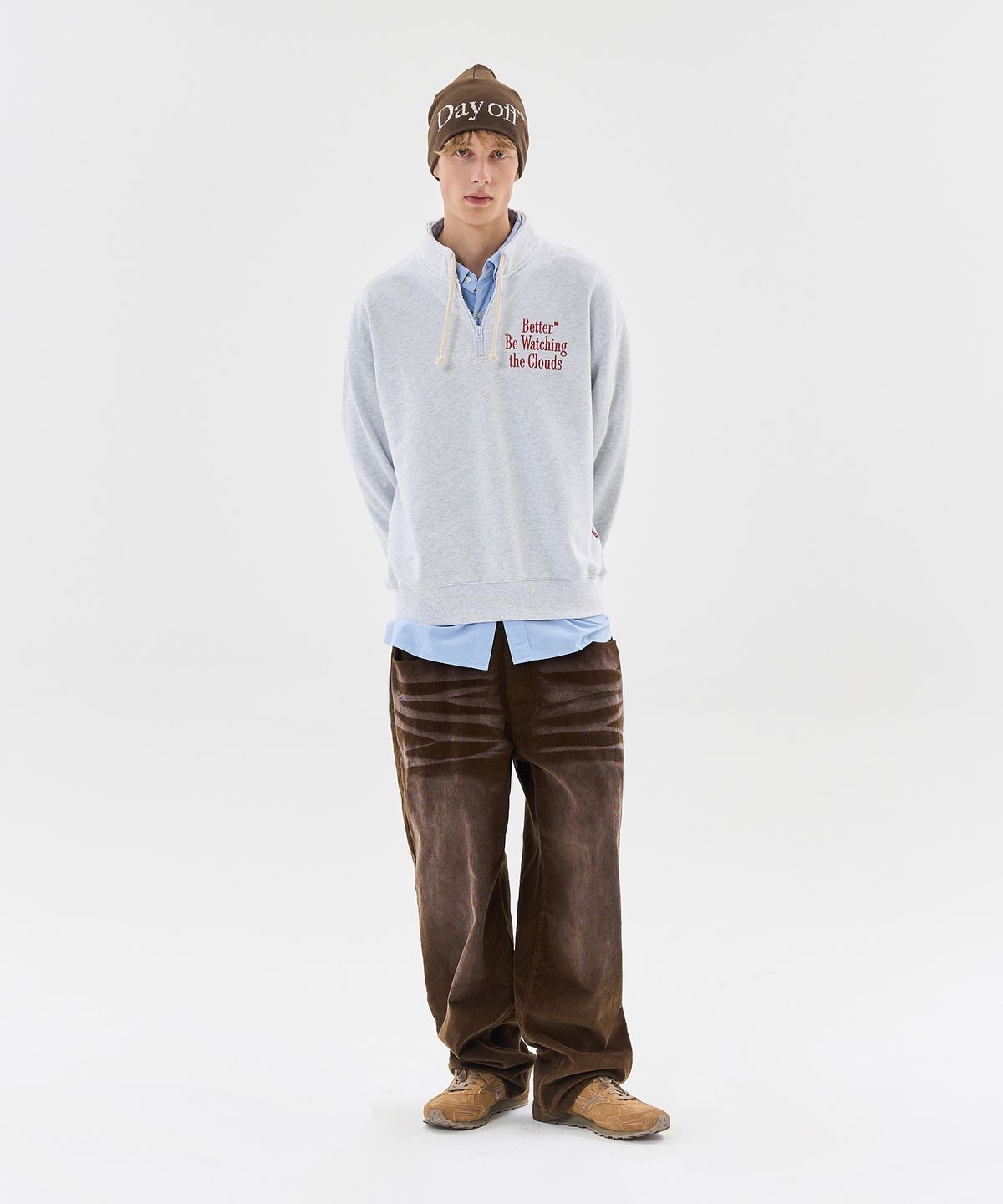 에이카화이트(AECA) VINTAGE WASHING CODUROY WIDE PANTS-BROWN