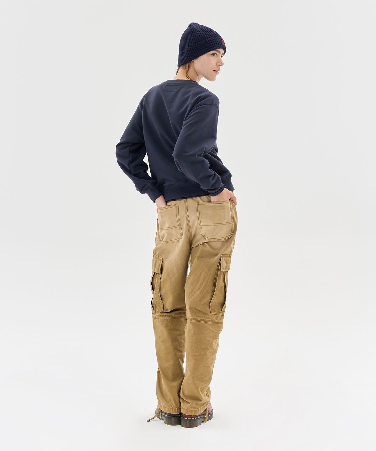 에이카화이트(AECA) VINTAGE WASHING CARGO WIDE PANTS-BROWN
