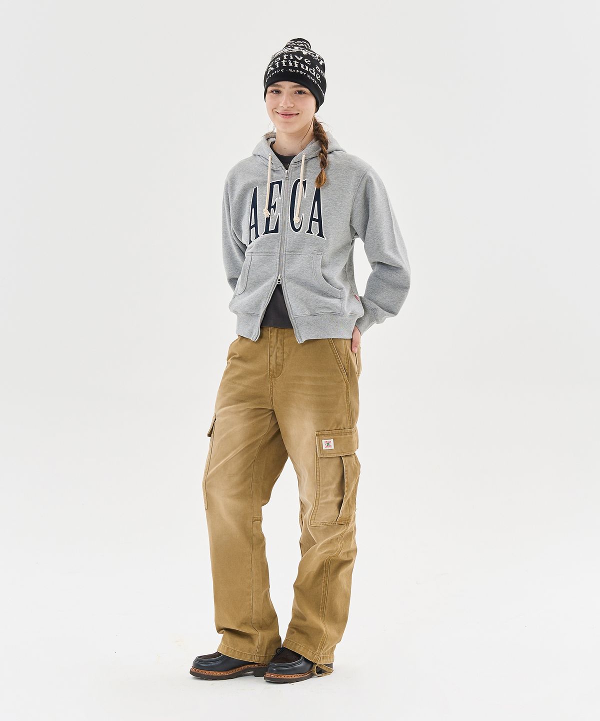 에이카화이트(AECA) VINTAGE WASHING CARGO WIDE PANTS-BROWN
