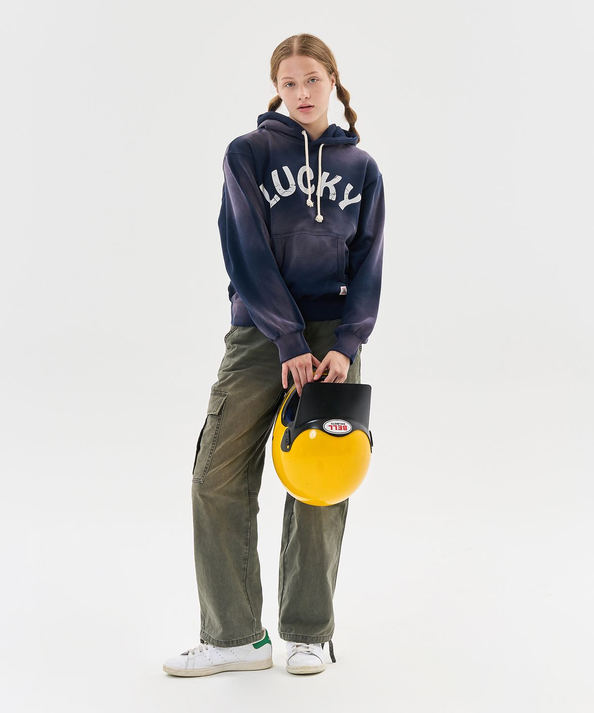 에이카화이트(AECA) VINTAGE WASHING CARGO WIDE PANTS-GREEN