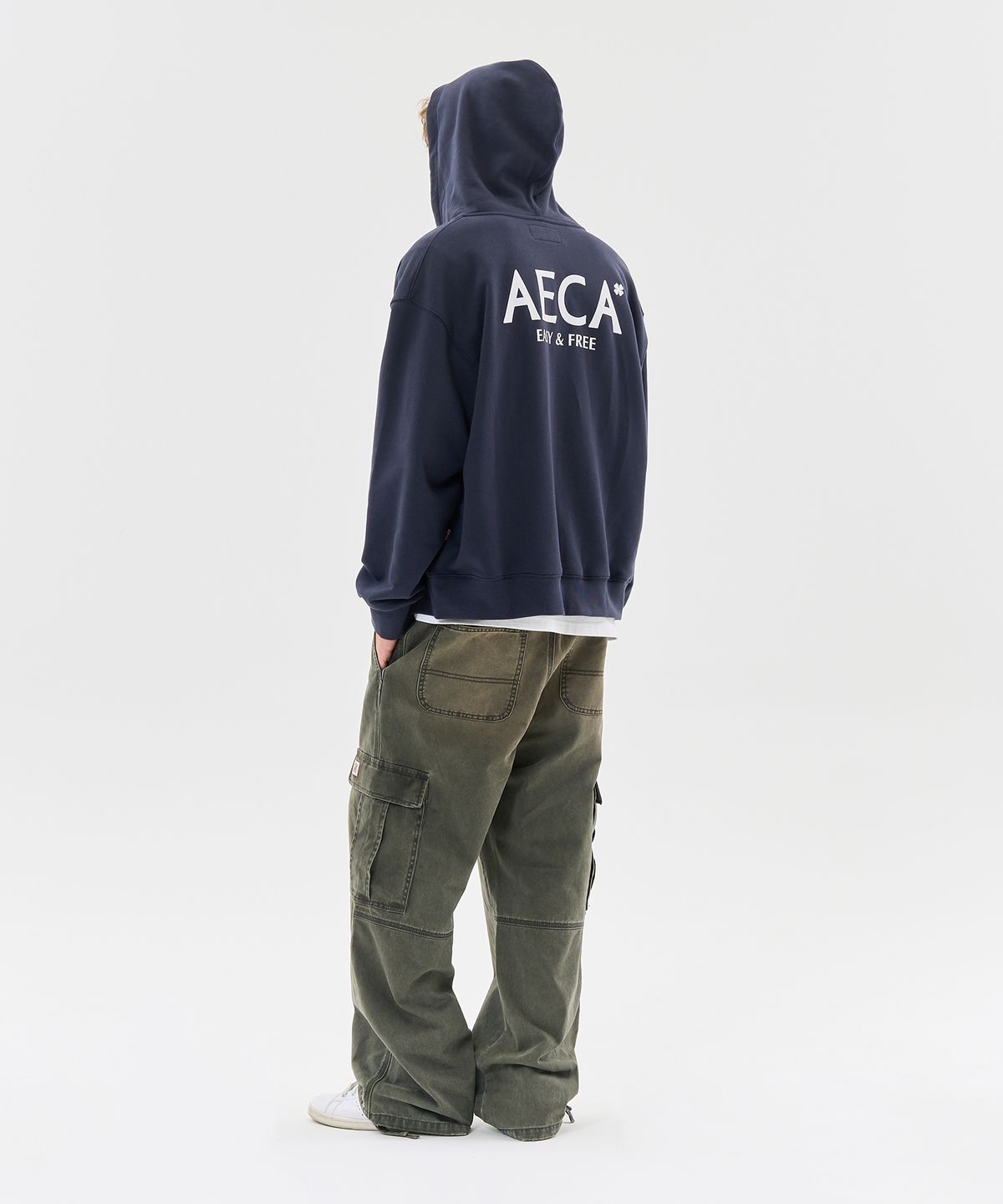 에이카화이트(AECA) VINTAGE WASHING CARGO WIDE PANTS-GREEN