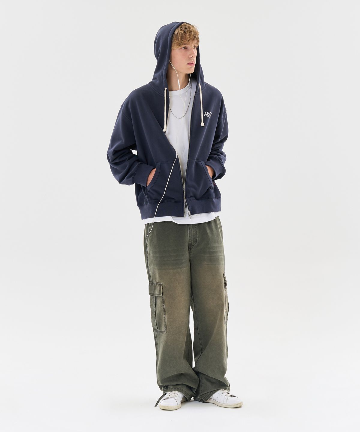 에이카화이트(AECA) VINTAGE WASHING CARGO WIDE PANTS-GREEN