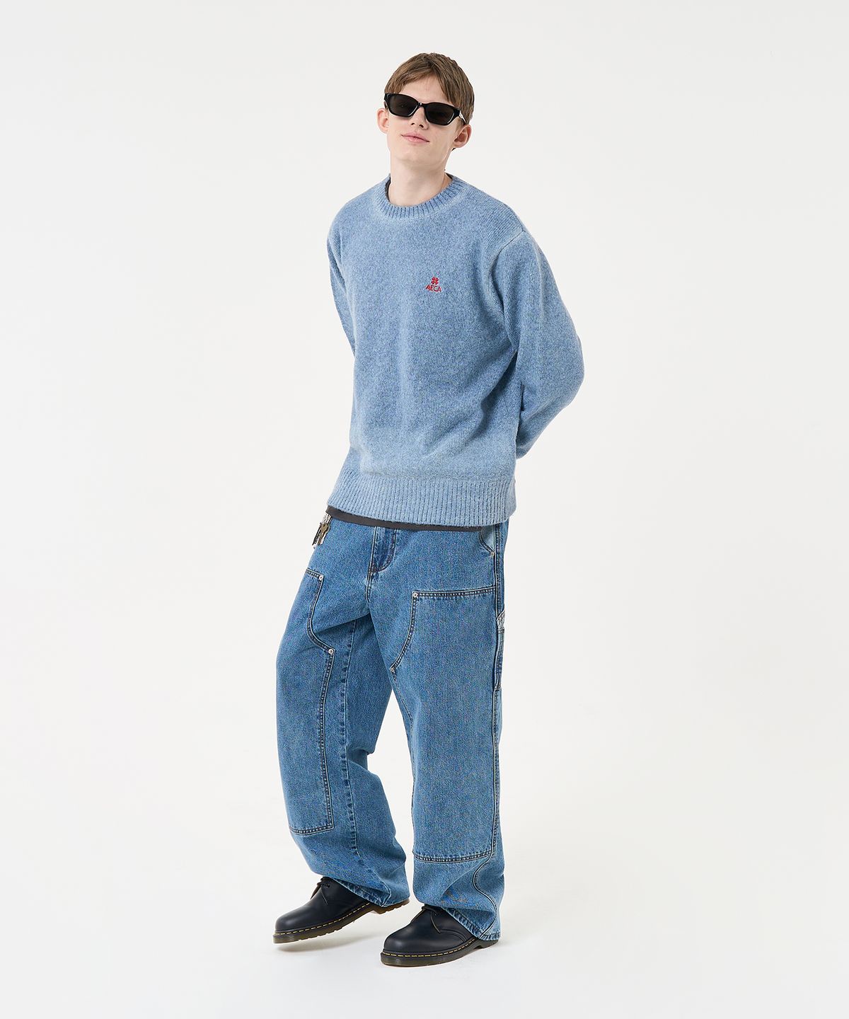 에이카화이트(AECA) GRADATION SPRAY WASHED KNIT-NAVY