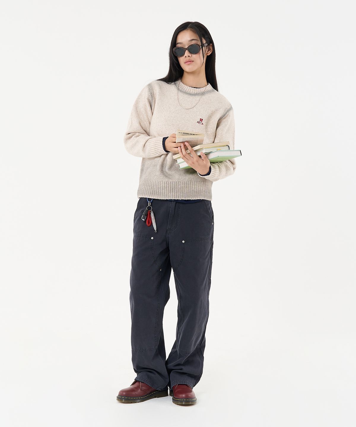 에이카화이트(AECA) GRADATION SPRAY WASHED KNIT-IVORY