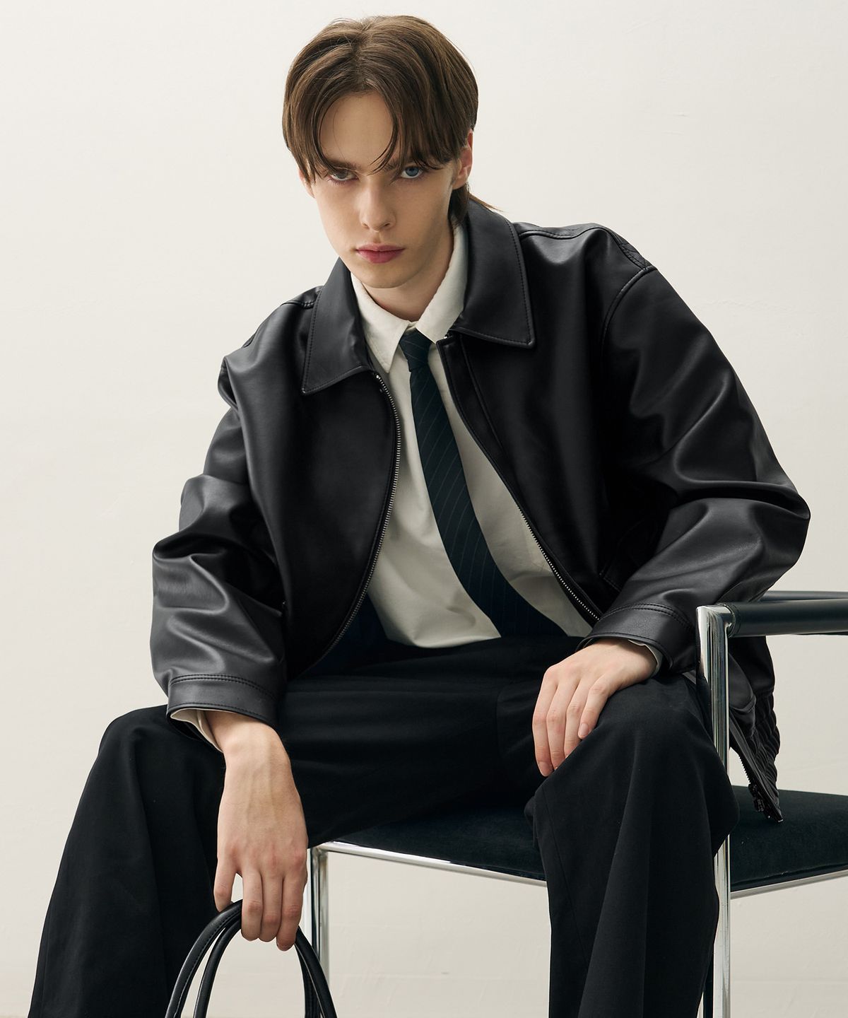 드로우핏(DRAW FIT) A-2 레더 블루종 자켓 [BLACK]