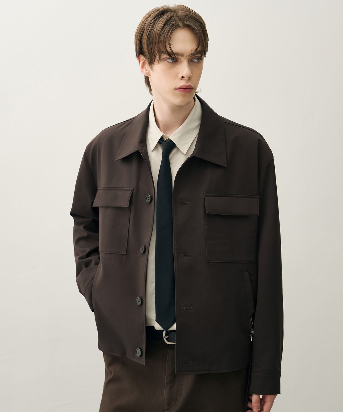 드로우핏(DRAW FIT) 도브 울 하이드 블루종 자켓 [CHESTNUT BROWN]