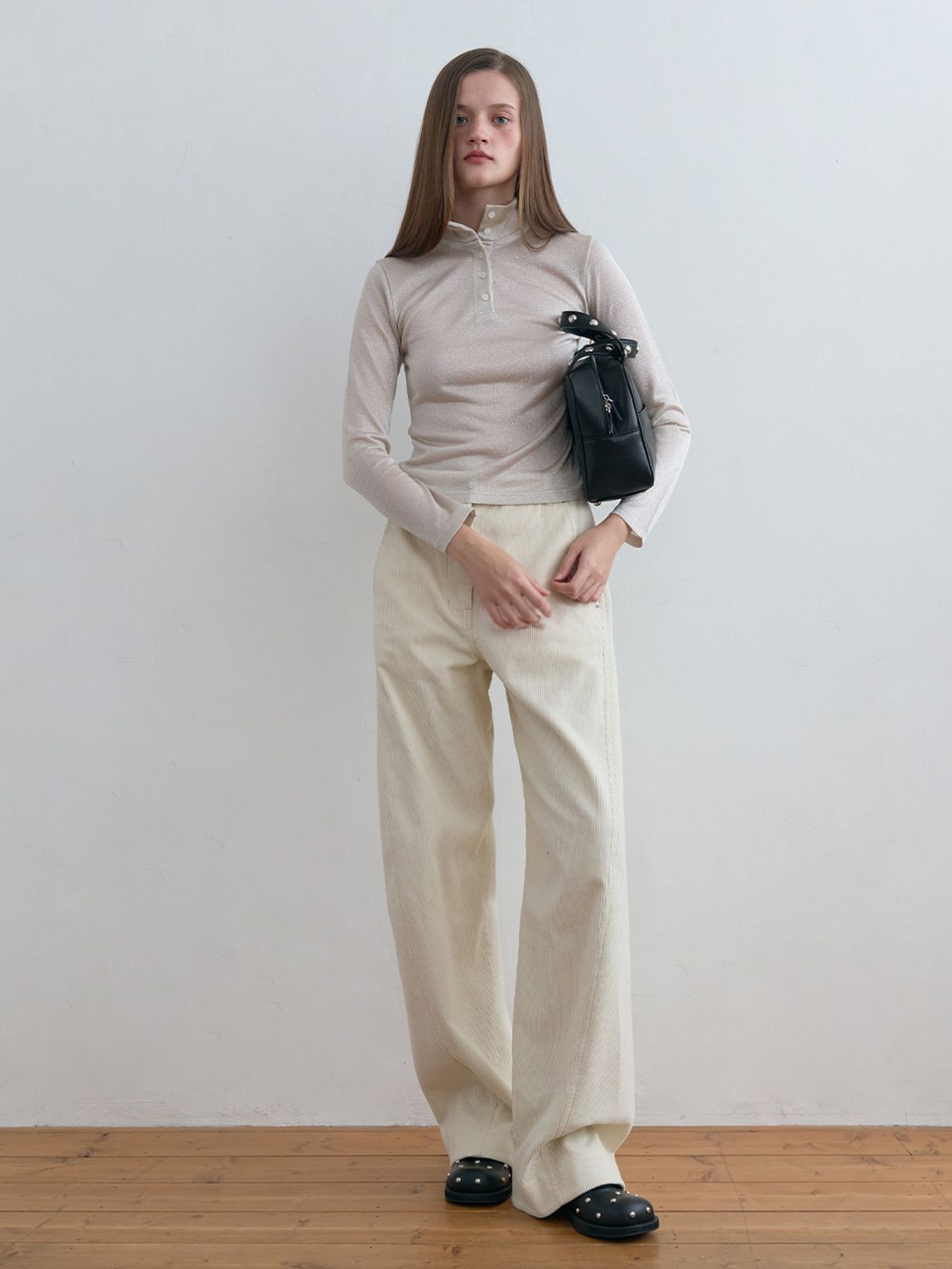 기준(KIJUN) Curved Seam Corduroy Pants Ivory
