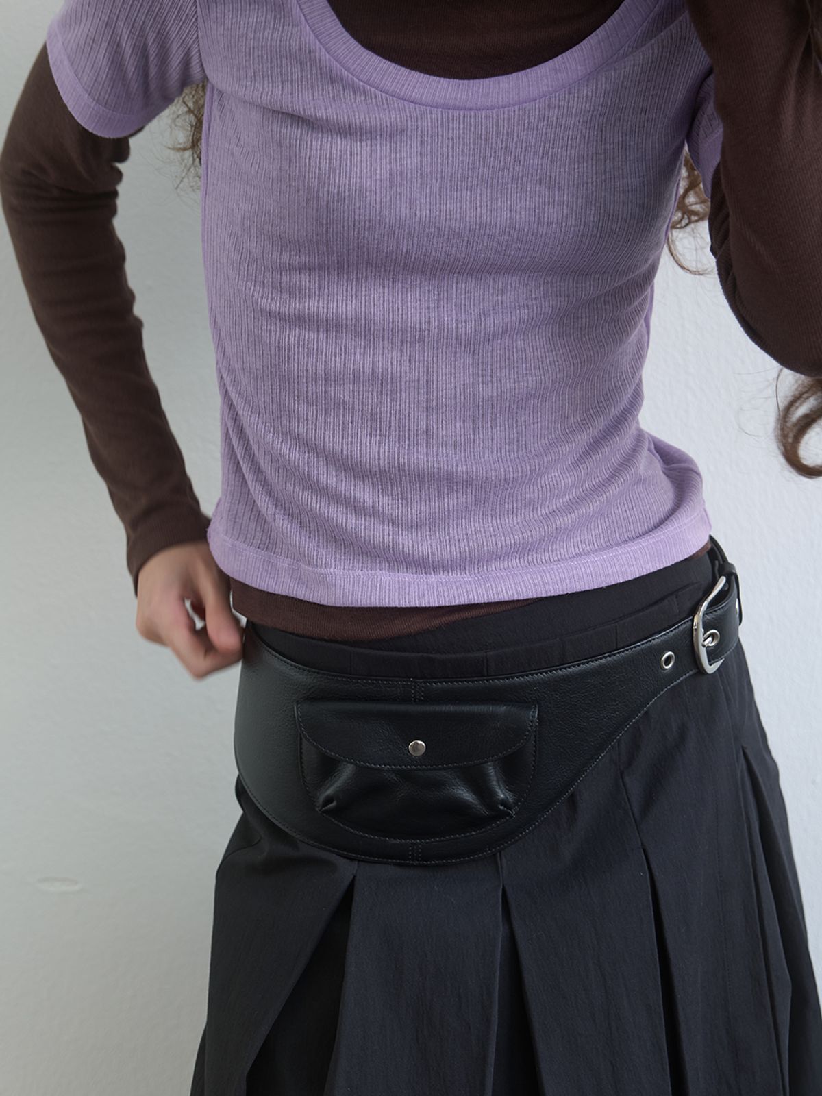 기준(KIJUN) Layered Jersey Top Lavender