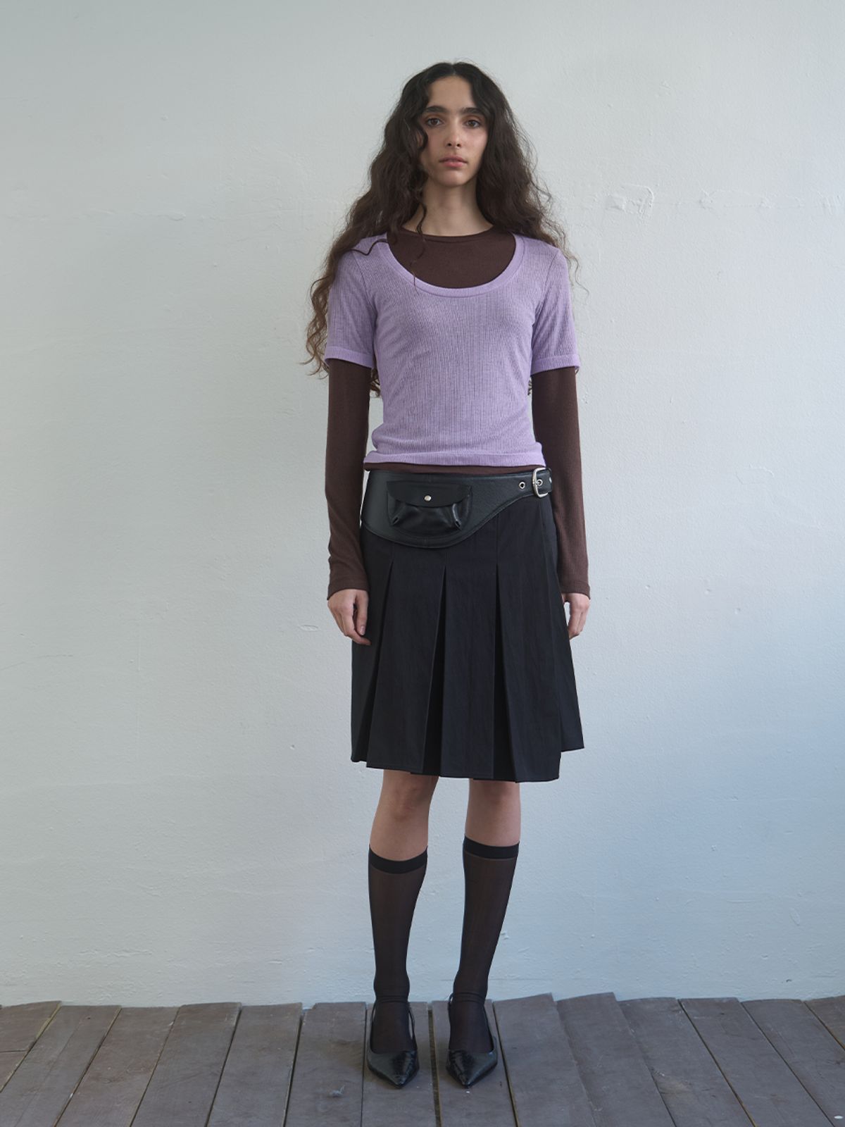 기준(KIJUN) Layered Jersey Top Lavender