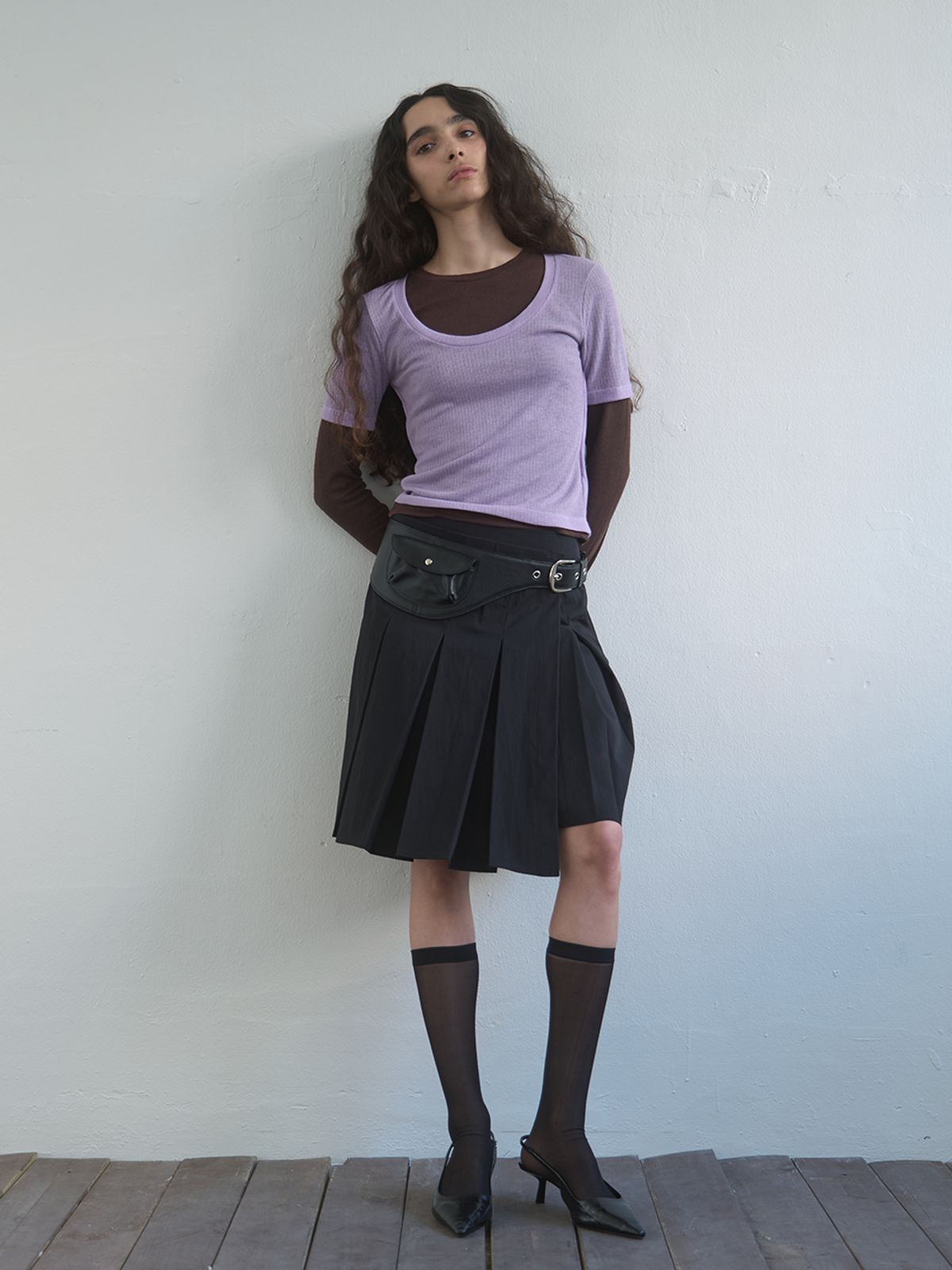 기준(KIJUN) Layered Jersey Top Lavender