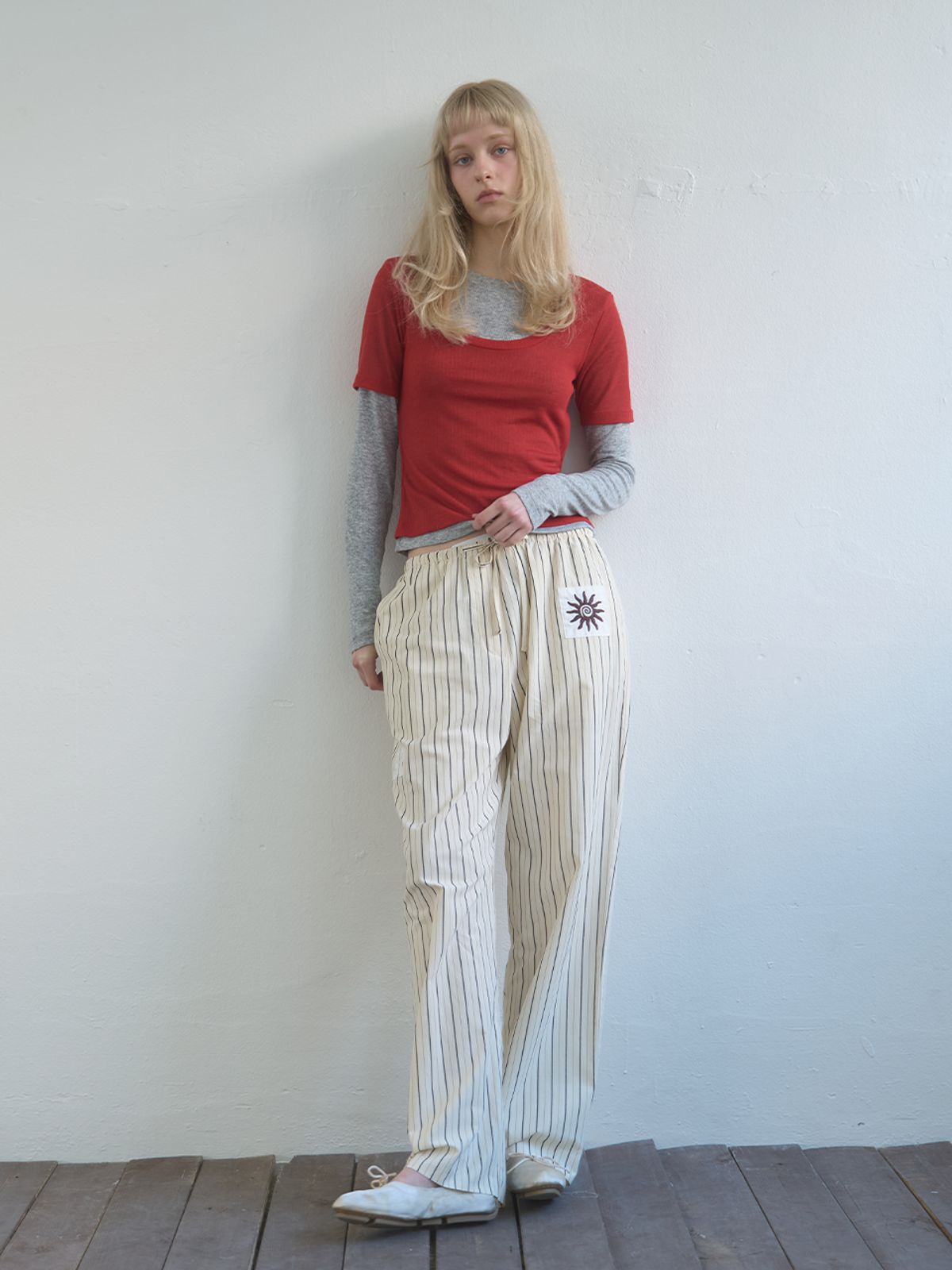 기준(KIJUN) Layered Jersey Top Red