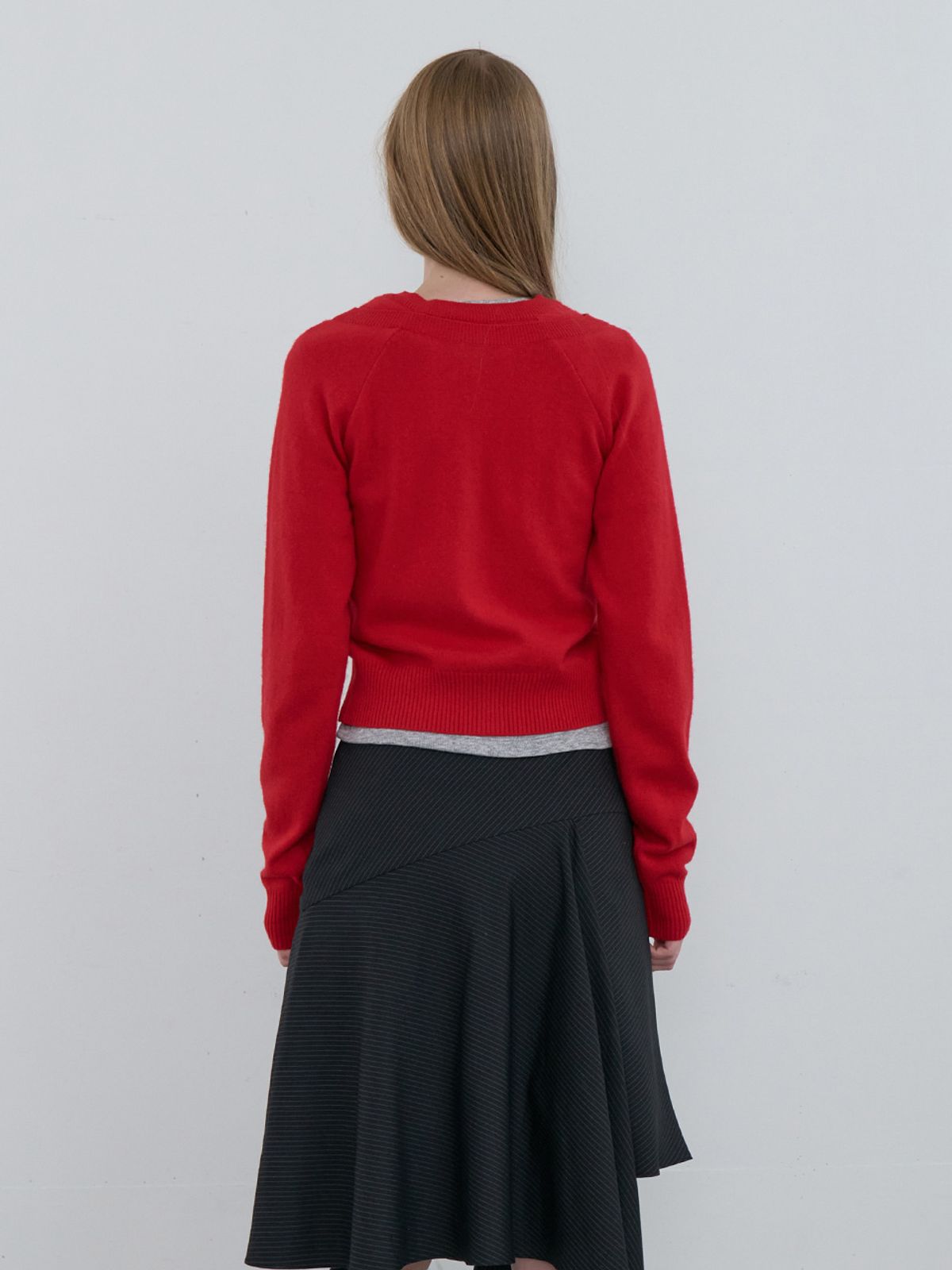 기준(KIJUN) Double Neck Knit Cardigan Red