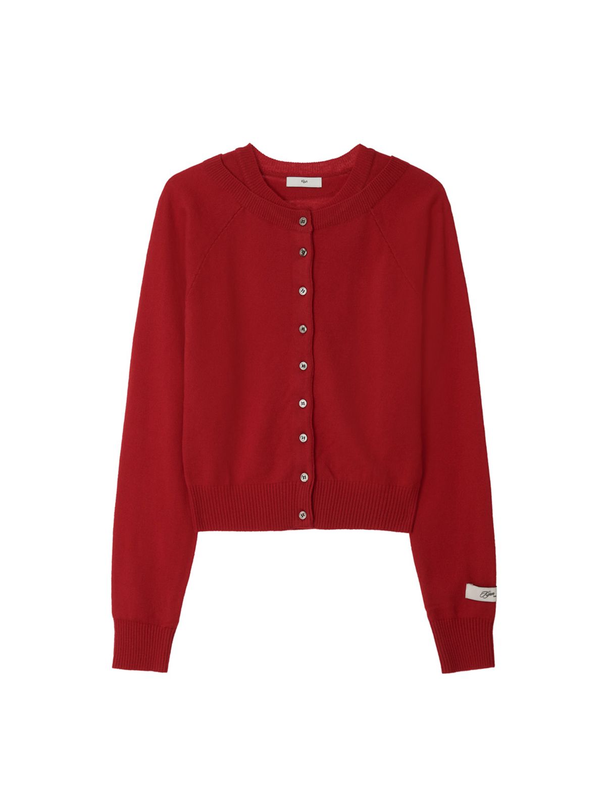 기준(KIJUN) Double Neck Knit Cardigan Red