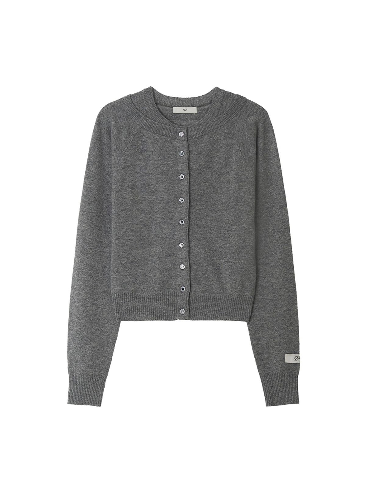 기준(KIJUN) Double Neck Knit Cardigan Melange Grey