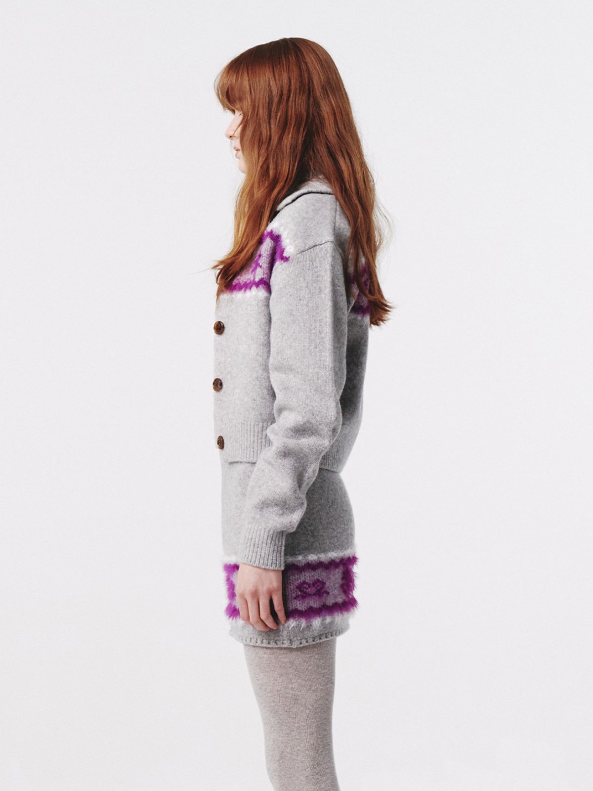 기준(KIJUN) Nordic Knit Cardigan Melange Grey