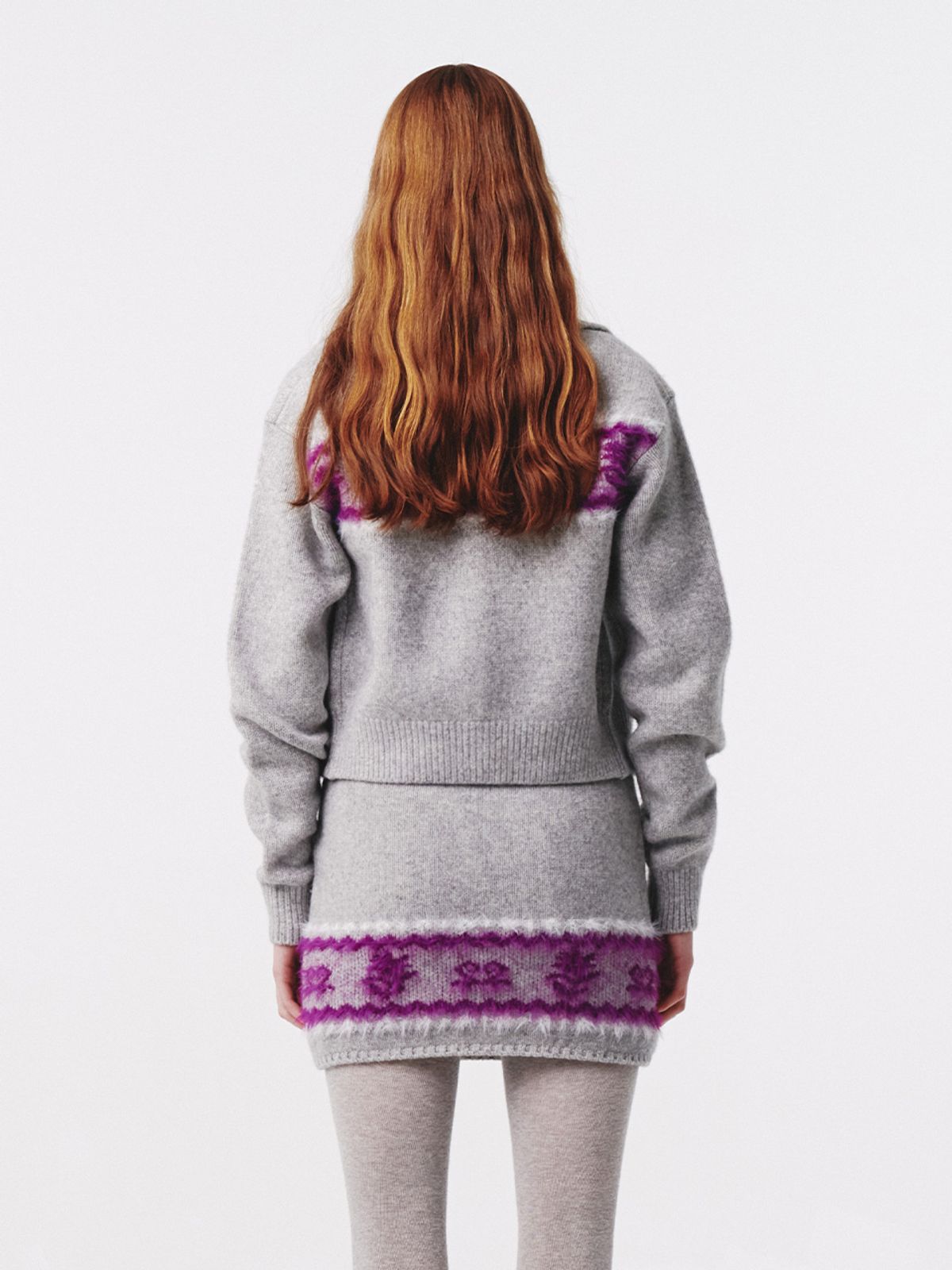 기준(KIJUN) Nordic Knit Cardigan Melange Grey