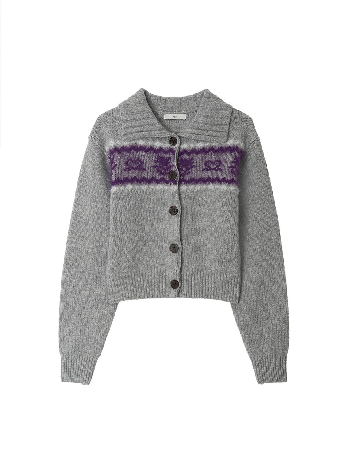 기준(KIJUN) Nordic Knit Cardigan Melange Grey