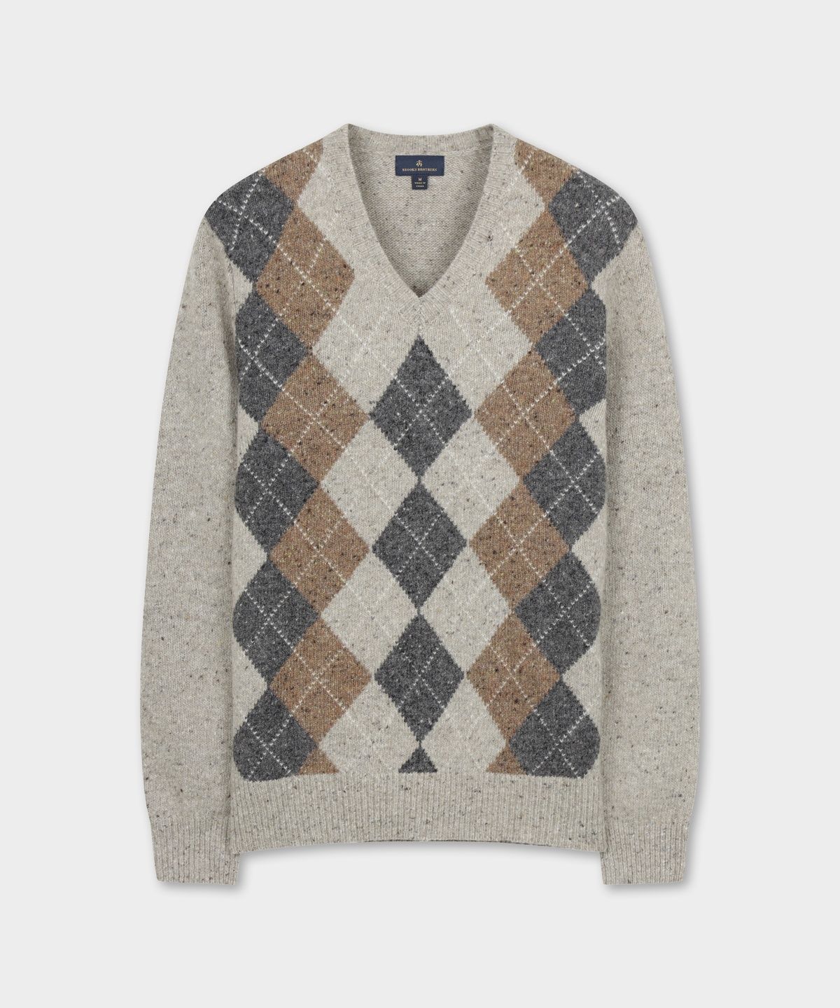 브룩스 브라더스(BROOKS BROTHERS) 울 아가일 패턴 브이넥 스웨터 (베이지) (BBWNMFF401)