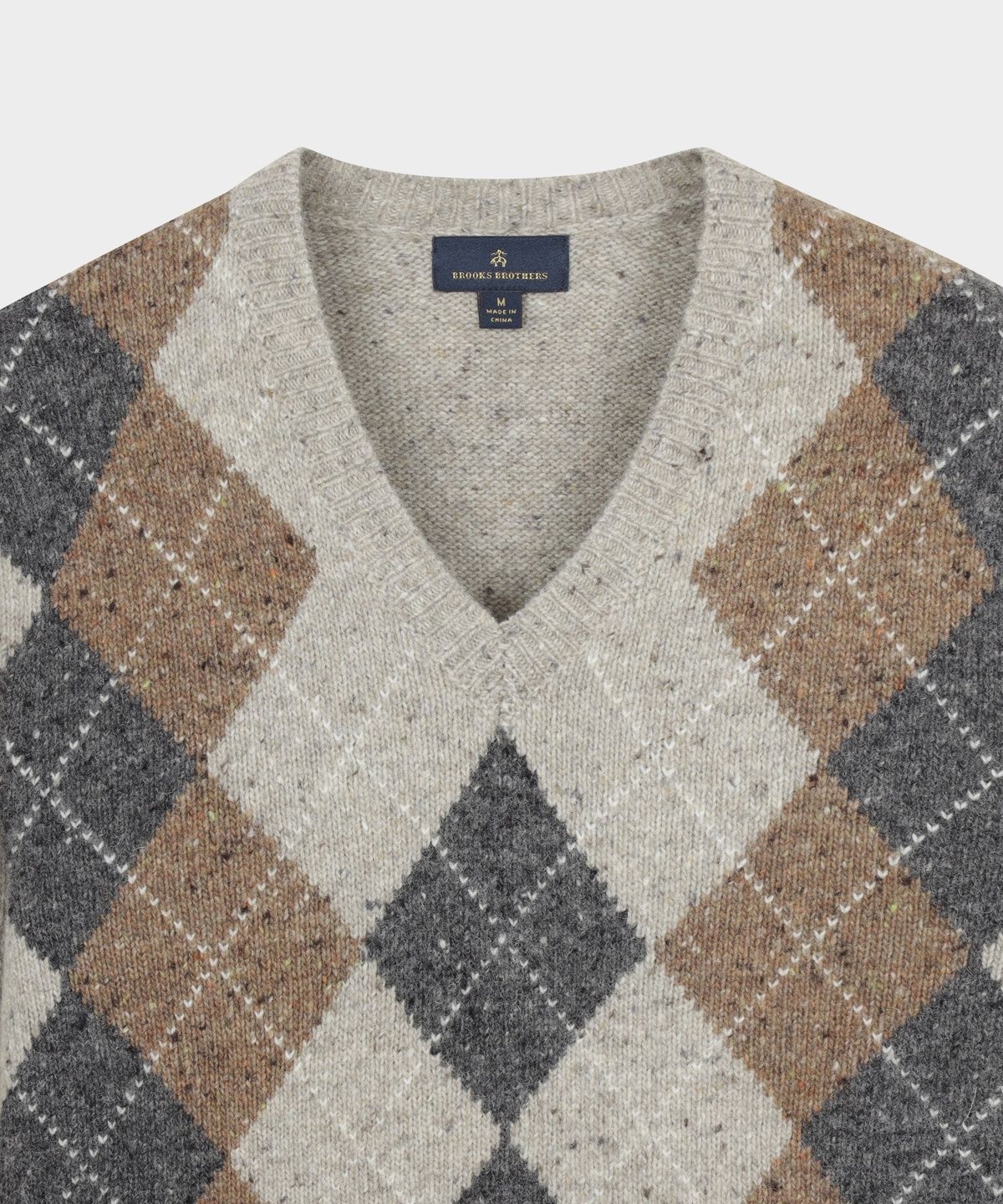 브룩스 브라더스(BROOKS BROTHERS) 울 아가일 패턴 브이넥 스웨터 (베이지) (BBWNMFF401)