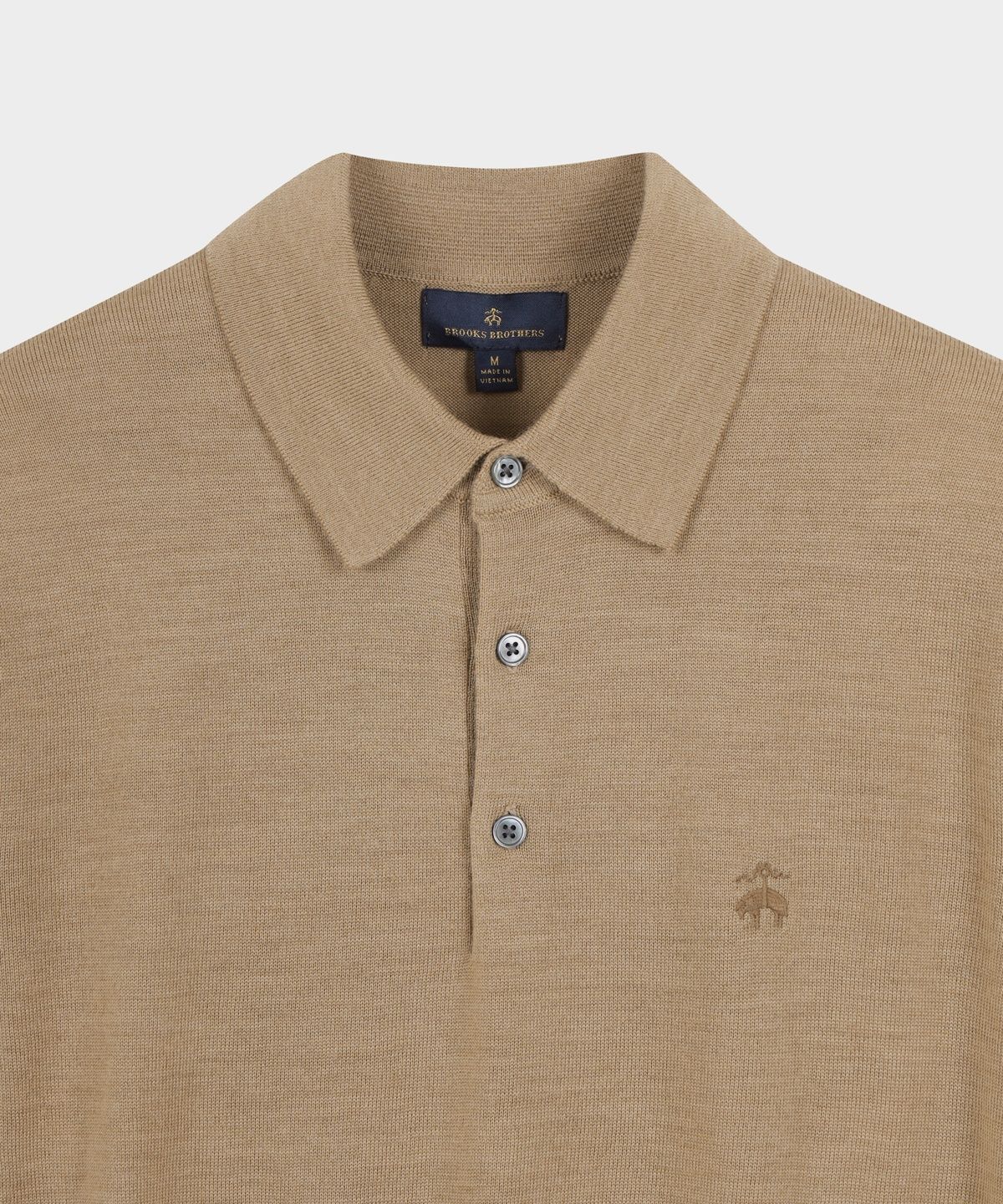 브룩스 브라더스(BROOKS BROTHERS) 메리노울 로고 폴로 스웨터 (베이지) (BBWTMNF301)