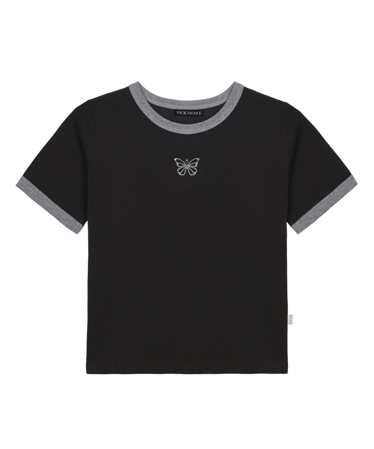 닉앤니콜(NICK&NICOLE) BUTTERFLY CONTRAST RINGER TOP_CHARCOAL SILVER