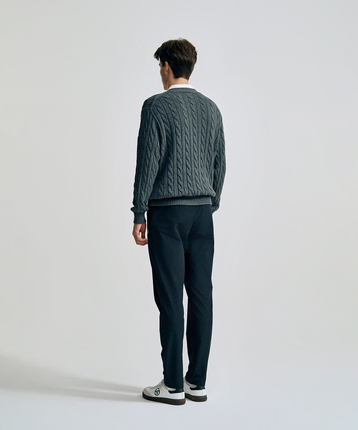 세르지오 타키니(SERGIO TACCHINI) M 브이넥 케이블 스웨터 가디건 (D.Melange Grey)