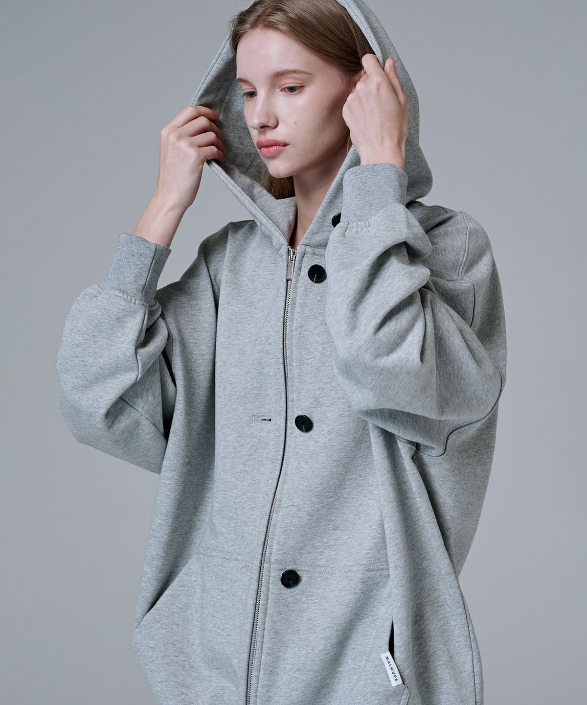 마롭(MALOUPE) 6312 오버핏 후드집업 (그레이)