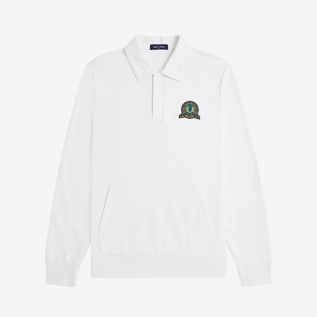 프레드페리(FRED PERRY) [Club House] 테니스 뱃지 칼라드 스웻셔츠 - 스노우화이트 AFPM2531382-129