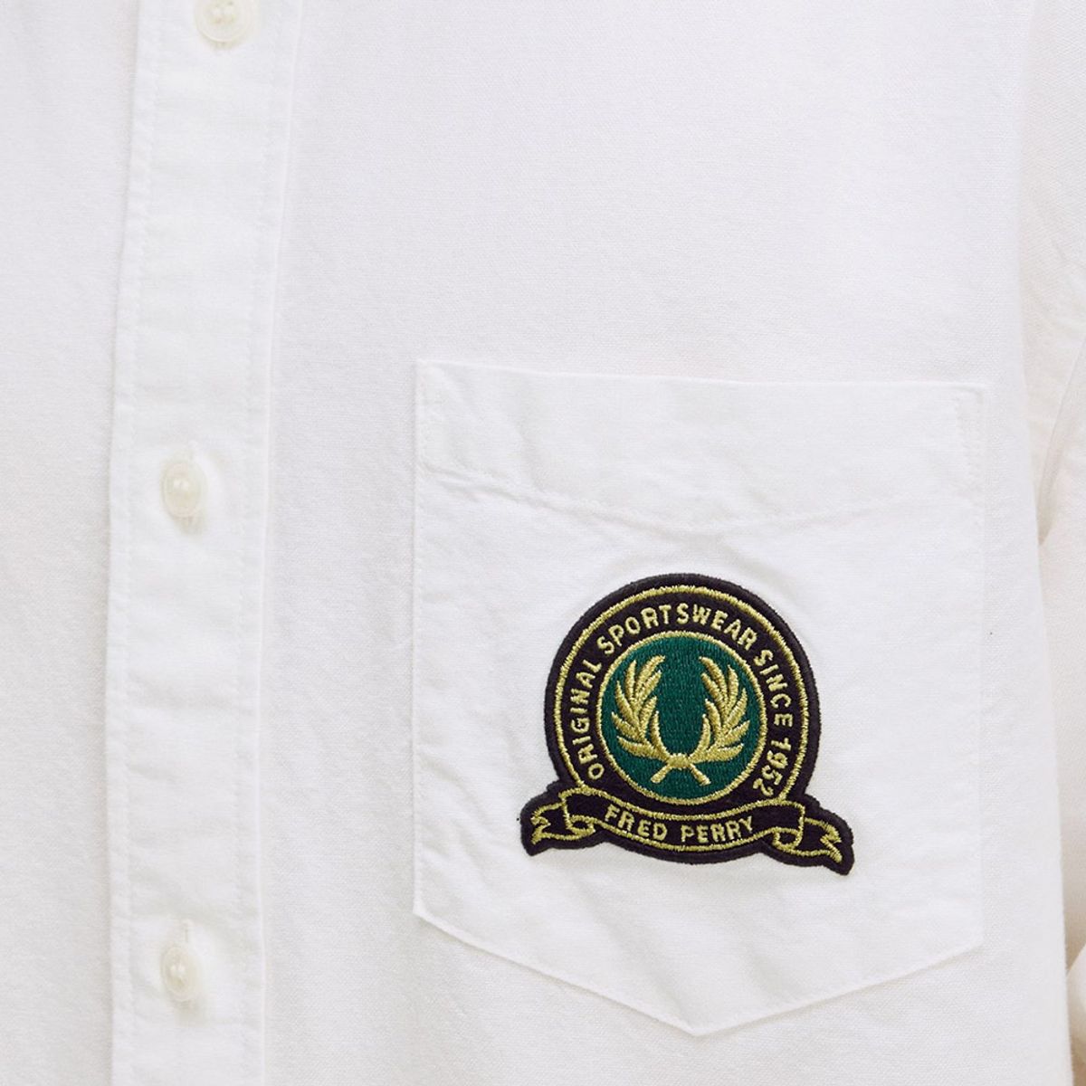 프레드페리(FRED PERRY) [Club House] 테니스 뱃지 옥스포드 셔츠 - 스노우화이트 AFPM2531748-129