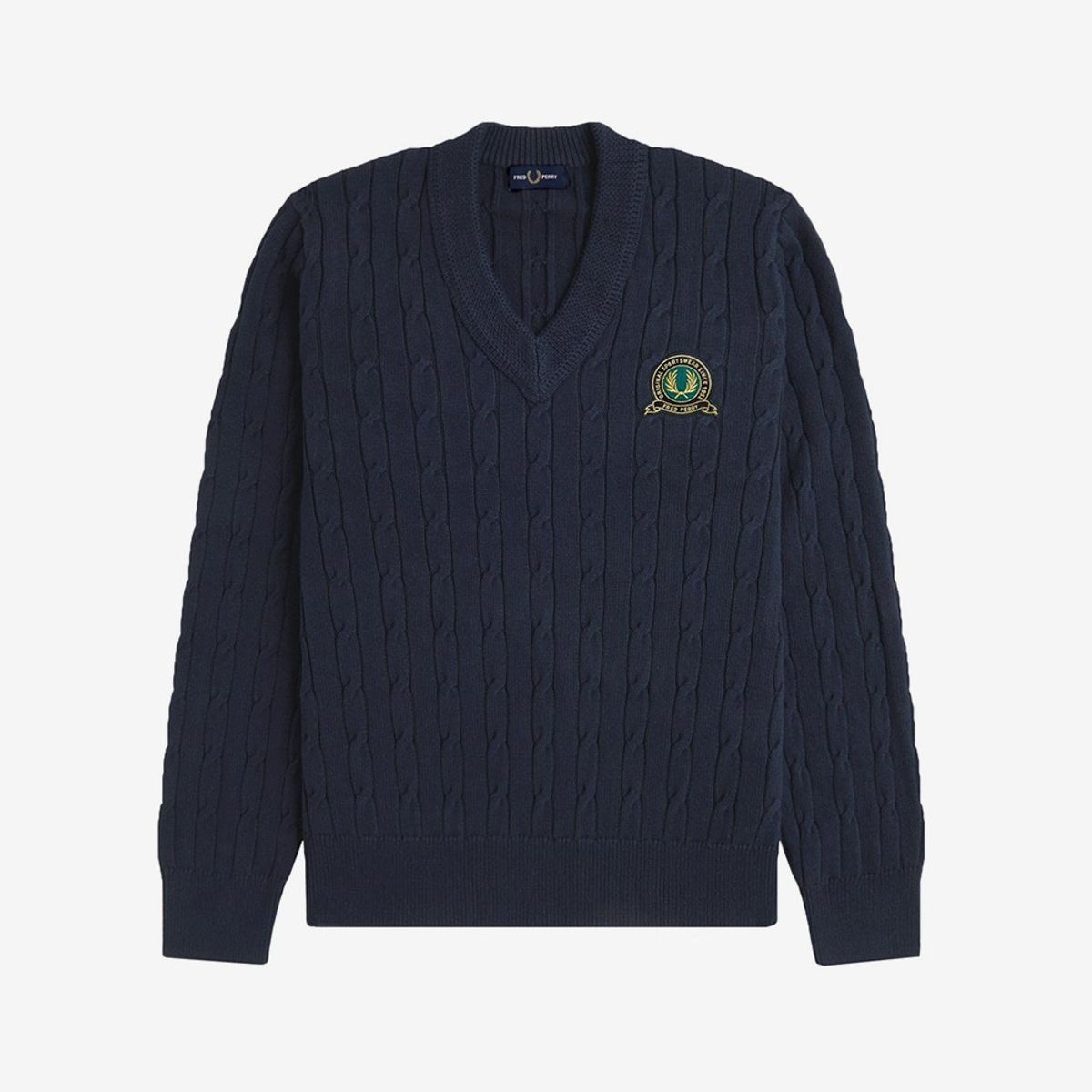 프레드페리(FRED PERRY) [Club House] 테니스 뱃지 케이블 니트 - 네이비 AFPM2531531-608
