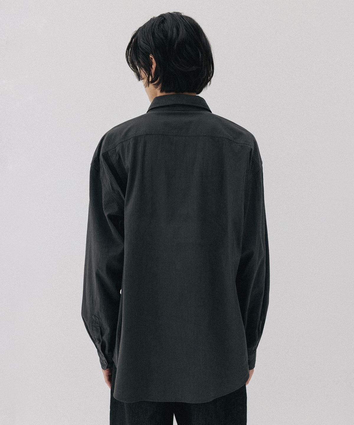 블랭크룸(BLANKROOM) 텍스쳐 스트라이프 셔츠_OLIVE SLATE