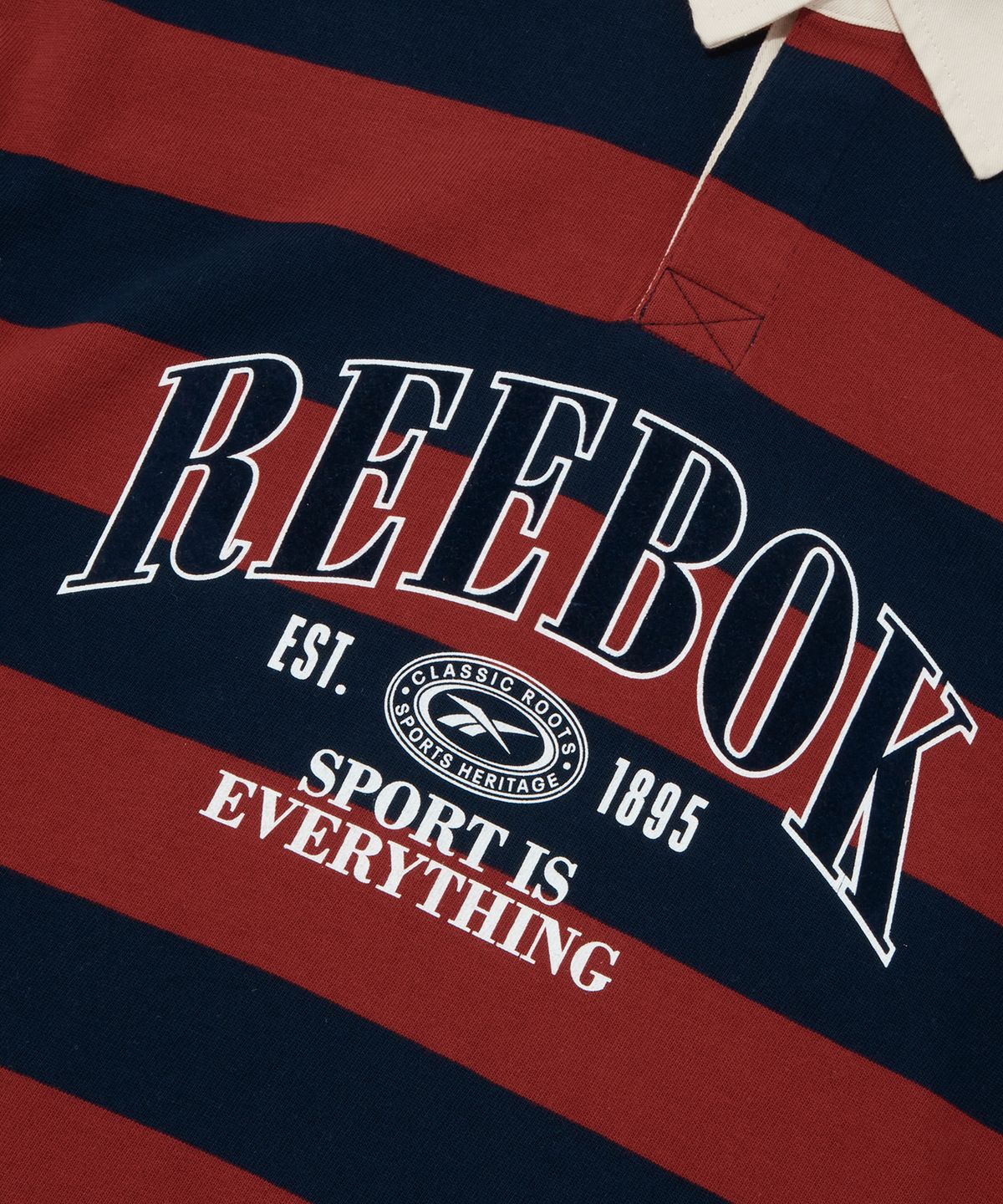리복(REEBOK) 헤리티지 럭비 카라 티셔츠 - 레드:네이비