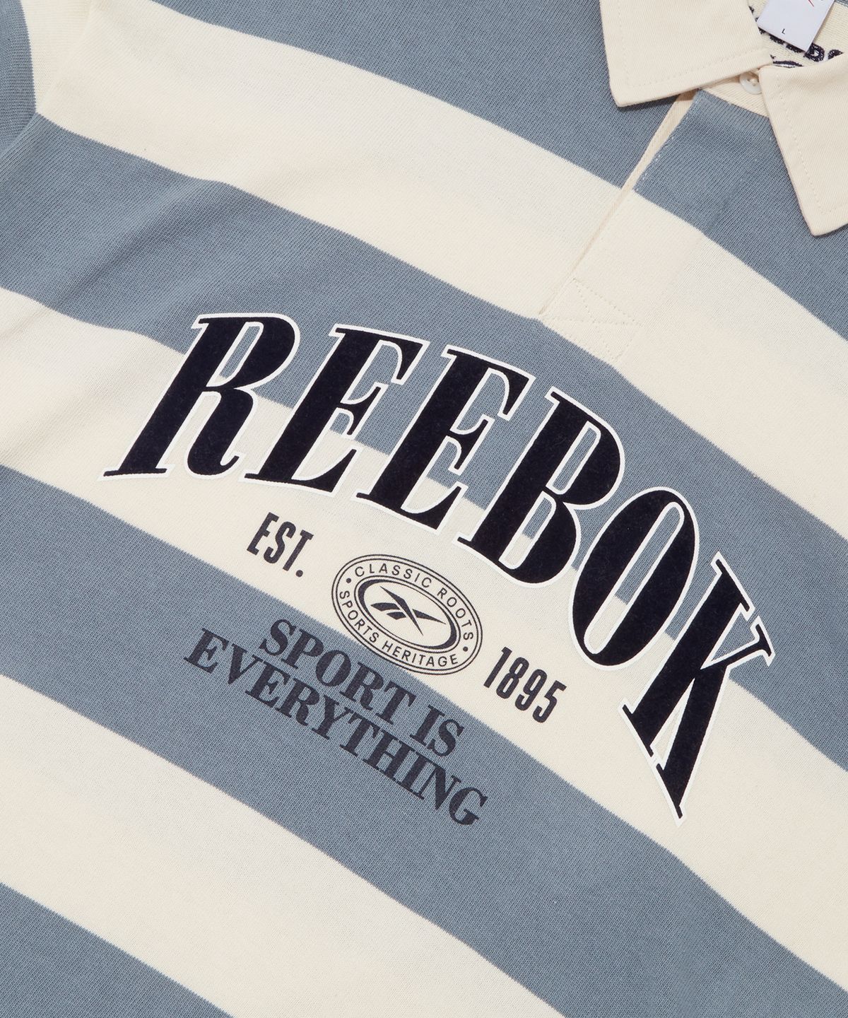 리복(REEBOK) 헤리티지 럭비 카라 티셔츠 - 블루:아이보리