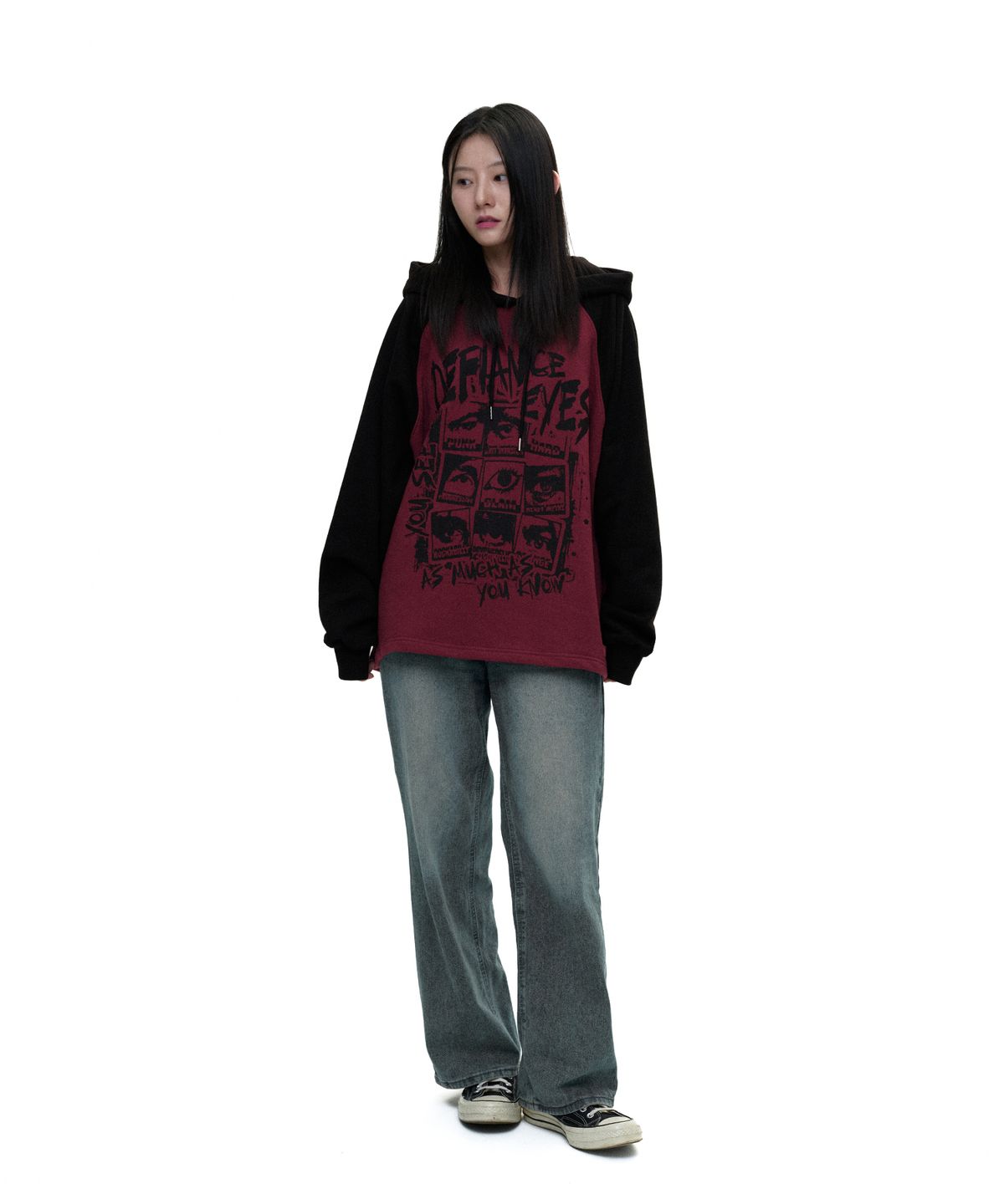 디파이클럽로버스(DEFYCLUBROBBERS) Defiance Eyes reglan Hoodie (2color)