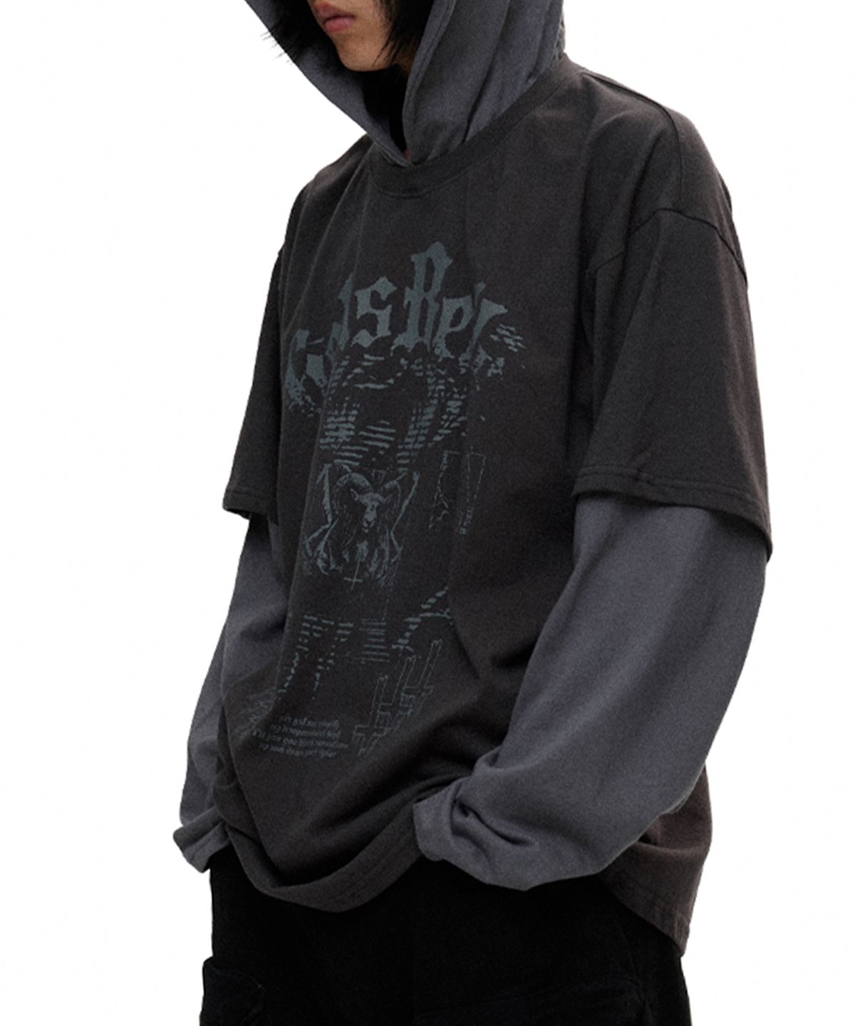 디파이클럽로버스(DEFYCLUBROBBERS) Hells Bells Layered Hoodie Sleeves