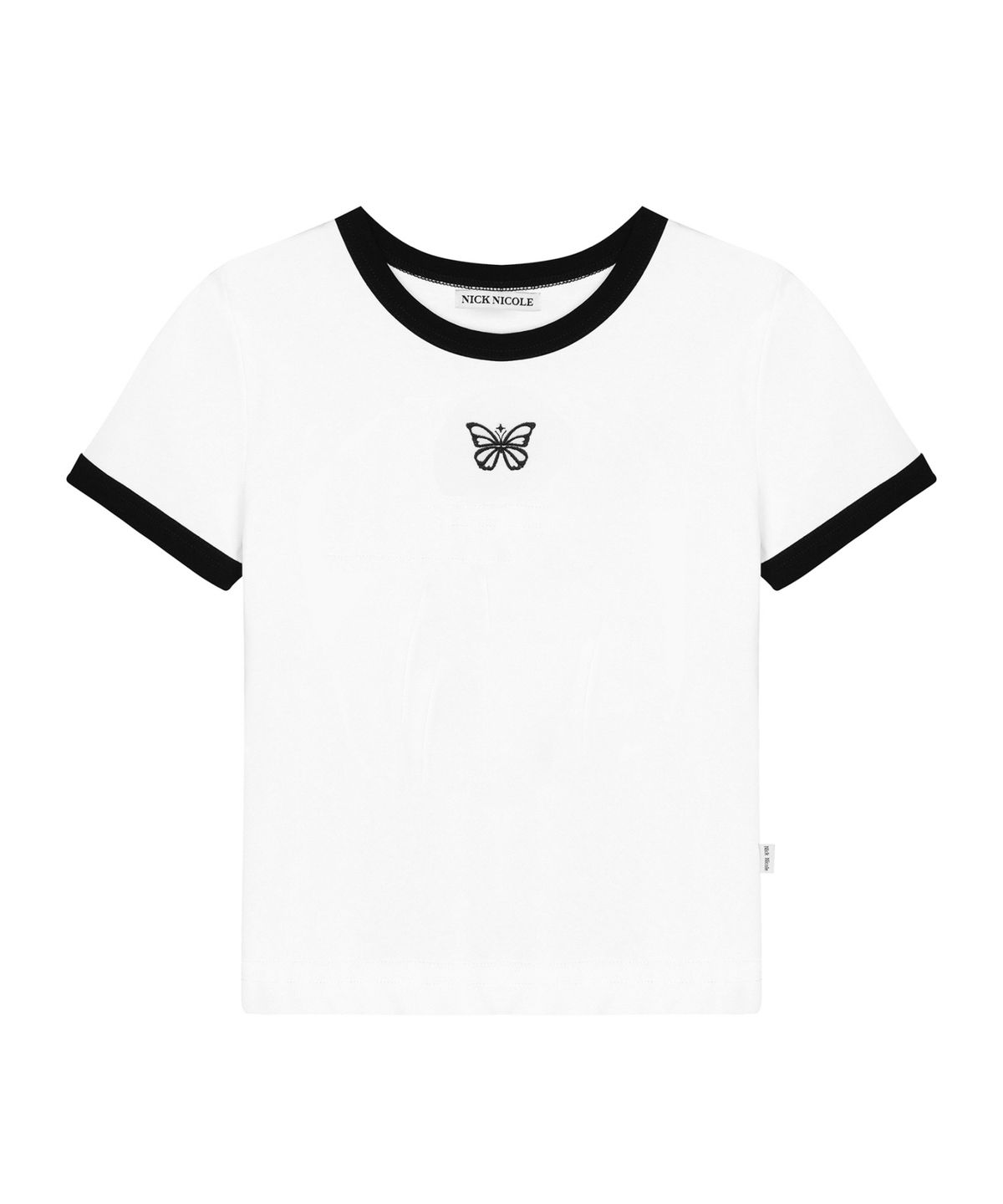 닉앤니콜(NICK&NICOLE) BUTTERFLY CONTRAST RINGER TOP_WHITE BLACK