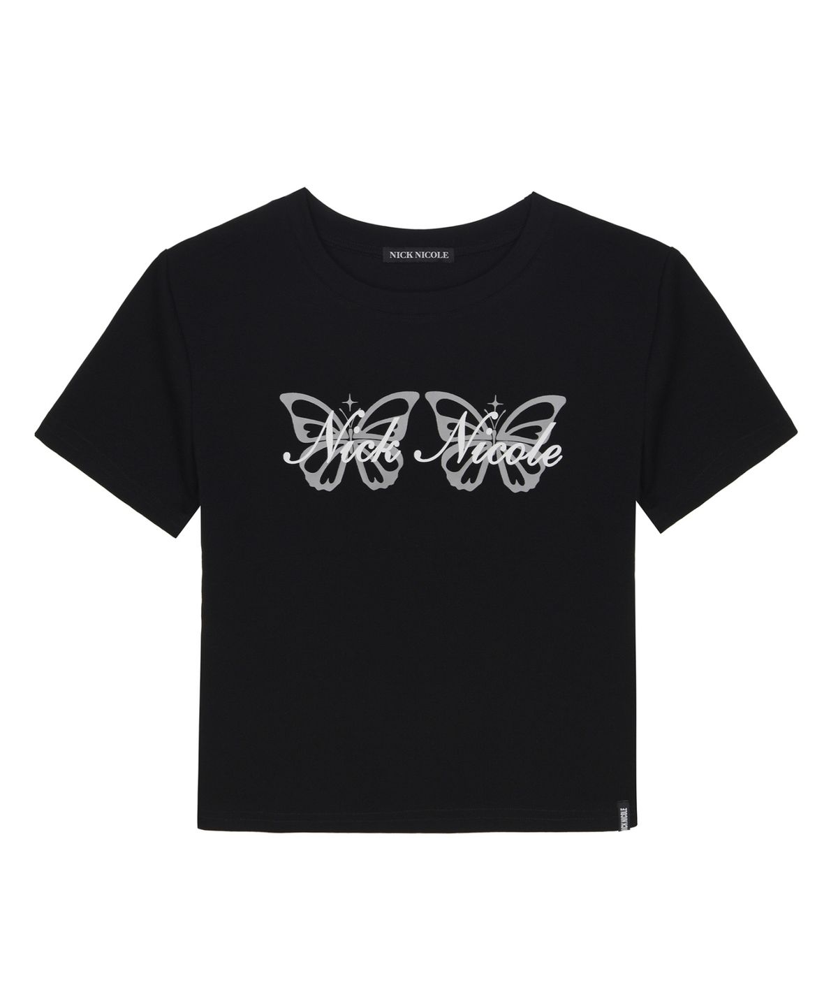 닉앤니콜(NICK&NICOLE) BUTTERFLY TWINS GRAPHIC TOP_BLACK