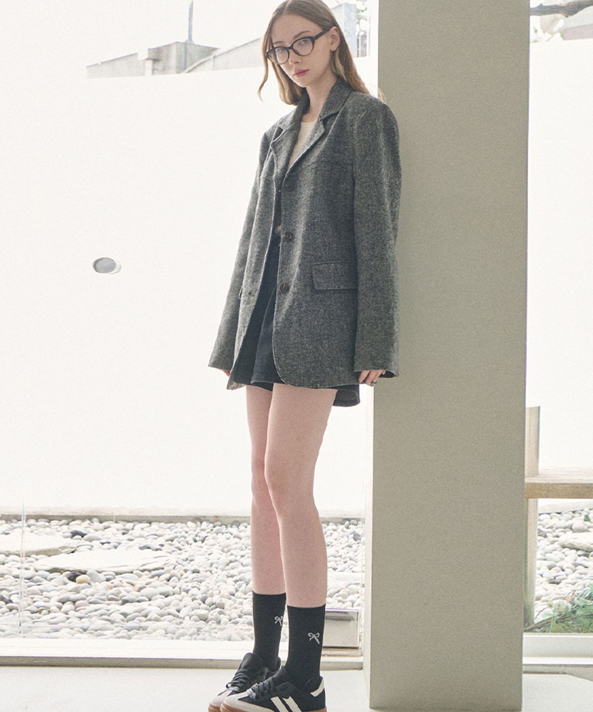 슬로우롤리(SLOWLOLLI) [울50%] Wool herringbone jacket