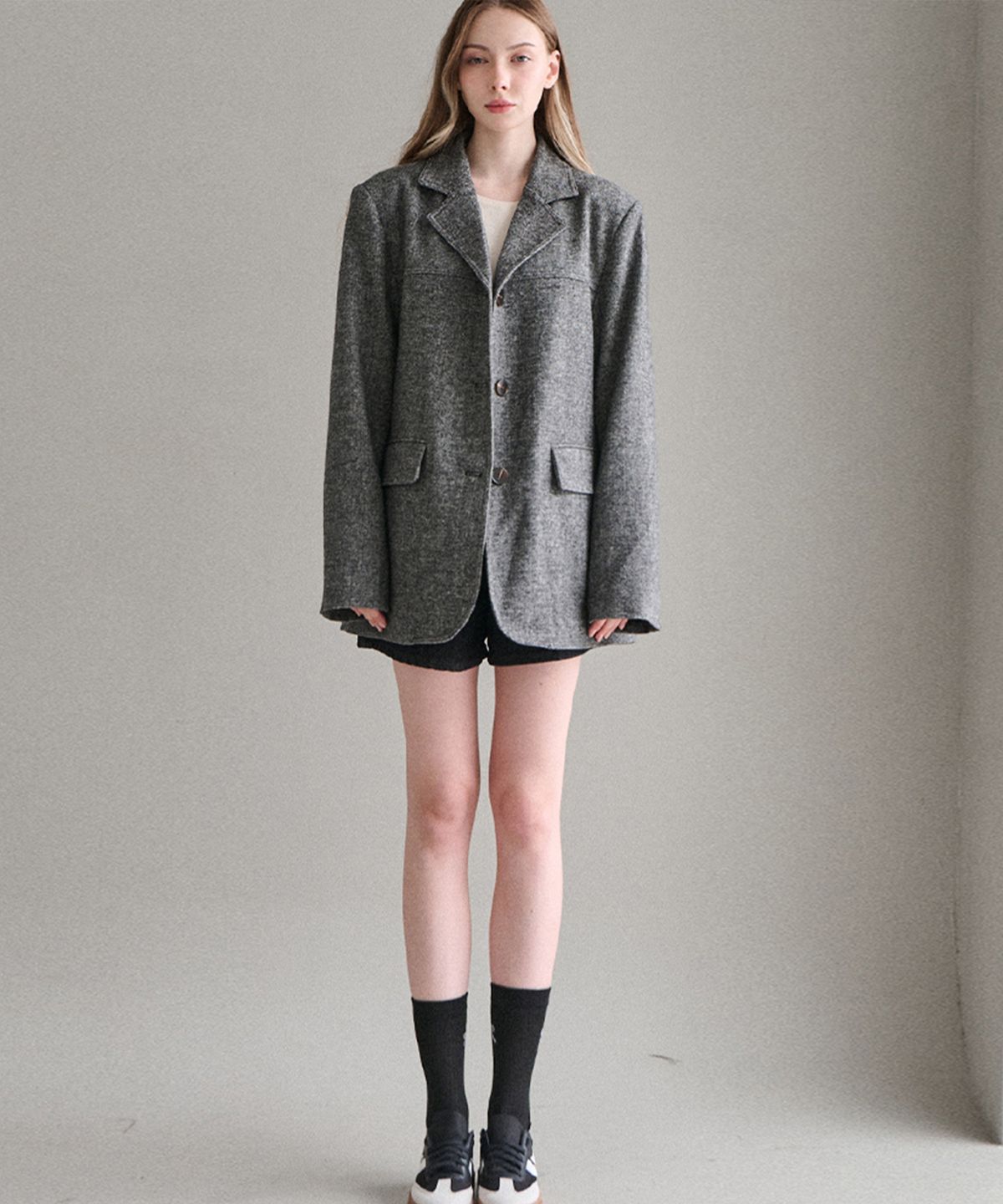 슬로우롤리(SLOWLOLLI) [울50%] Wool herringbone jacket