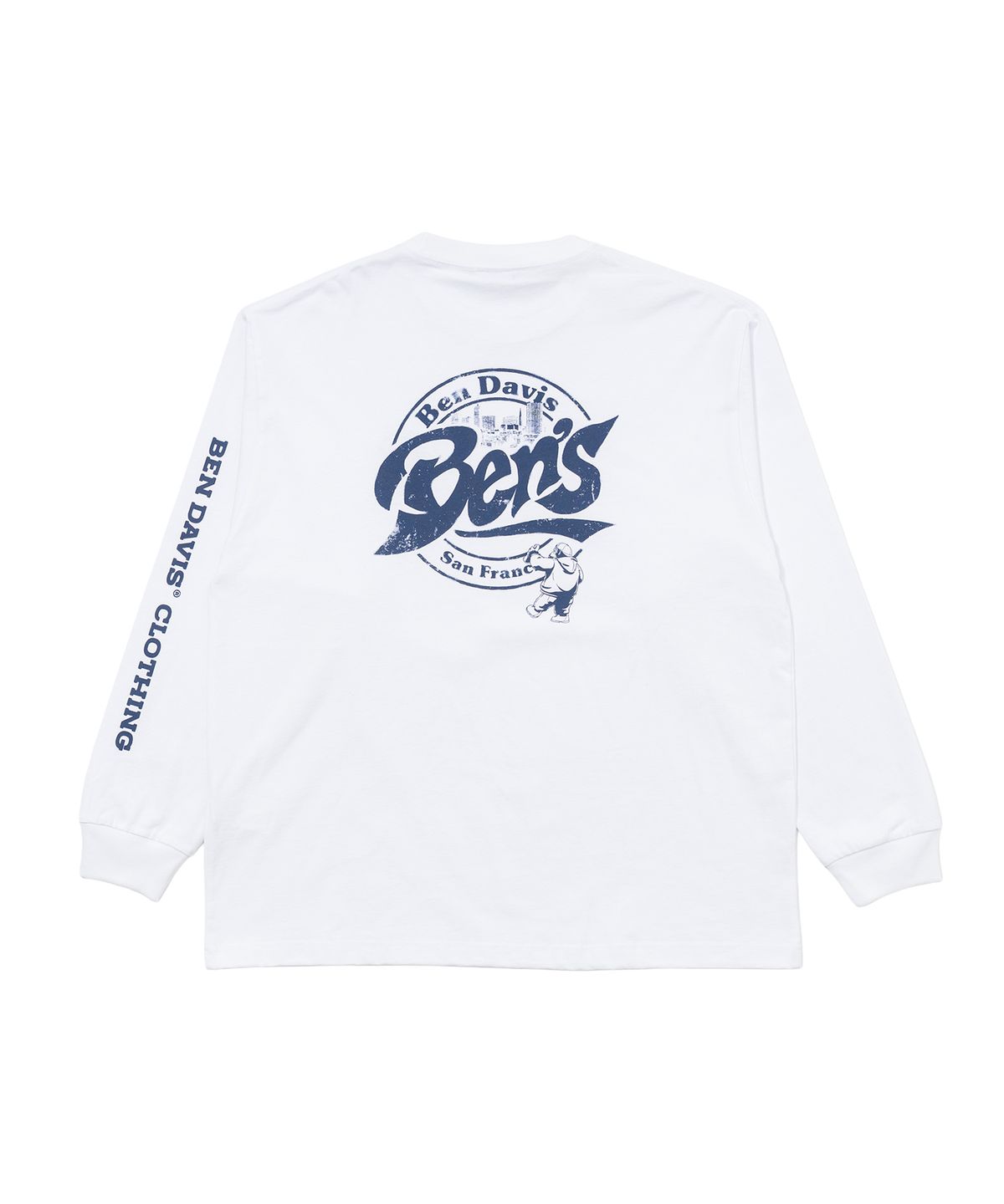 벤 데이비스(BEN DAVIS) 서클 로고 롱슬리브 티셔츠 화이트 [오버핏]