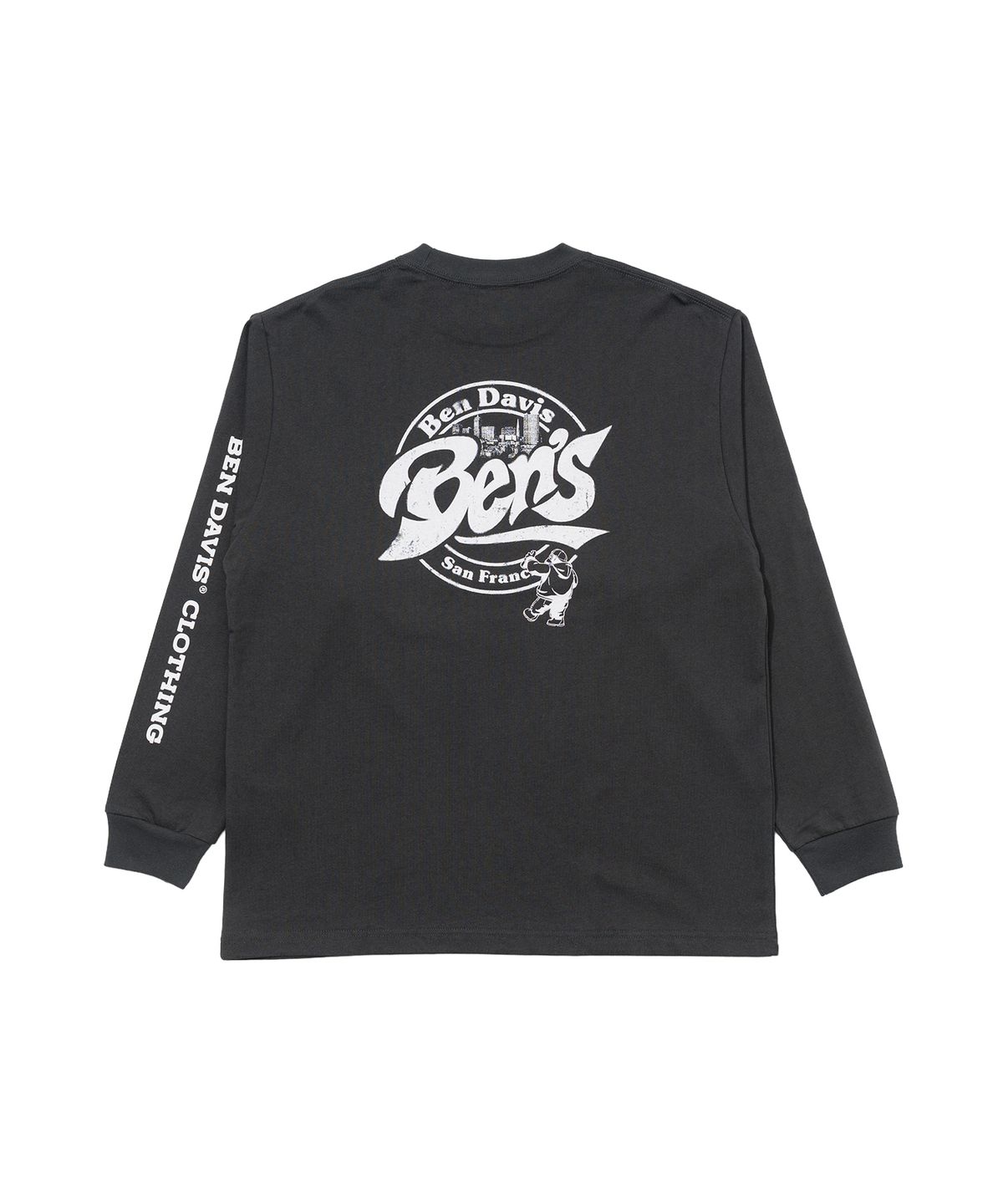 벤 데이비스(BEN DAVIS) 서클 로고 롱슬리브 티셔츠 챠콜 [오버핏]