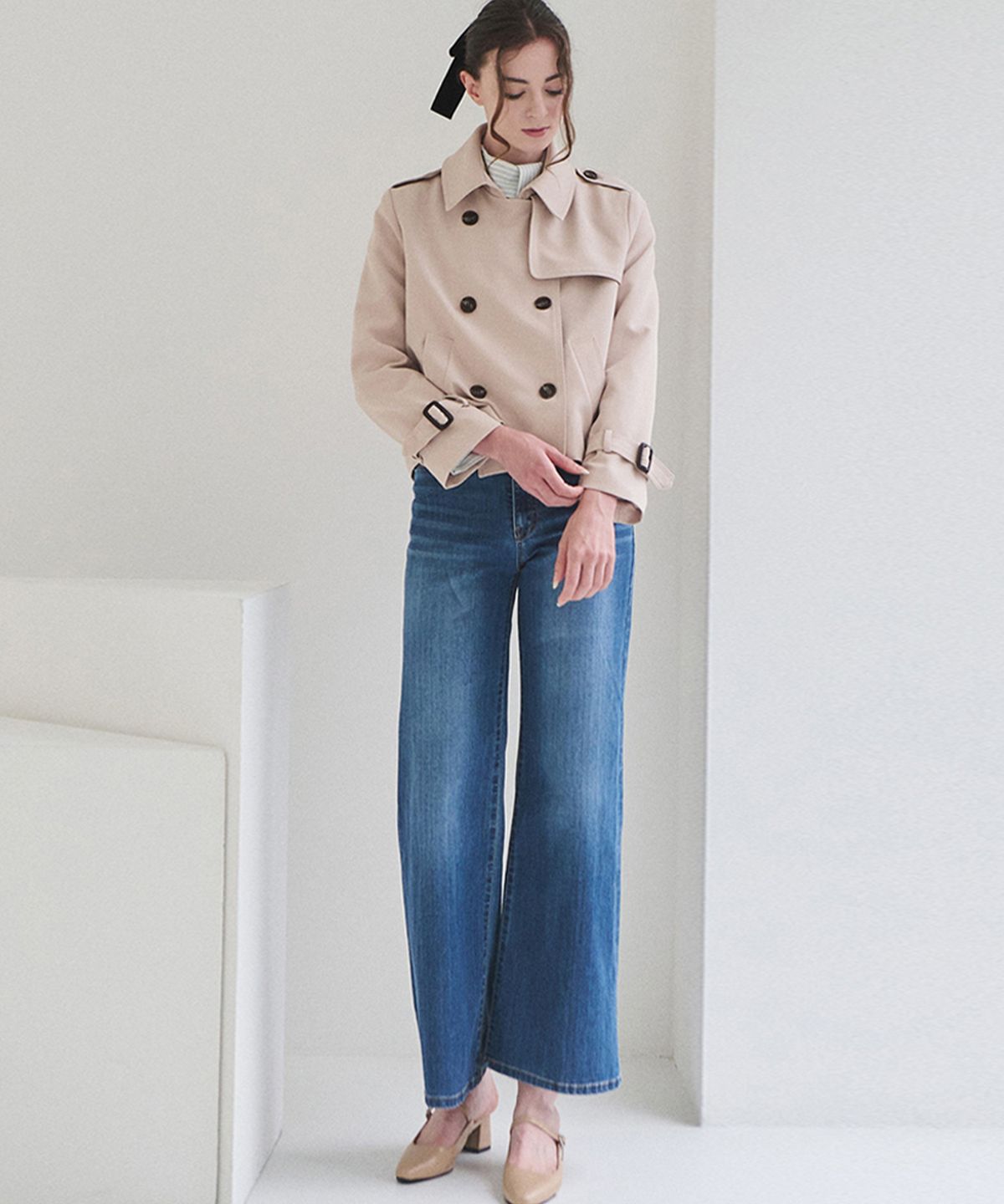 슬로우롤리(SLOWLOLLI) Wide flare denim pants