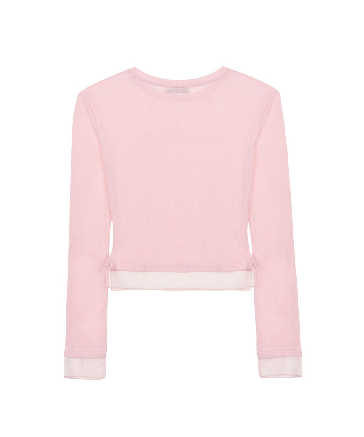 닉앤니콜(NICK&NICOLE) NICOLE SHEER LAYERED LOGO SLEEVE TOP_PINK