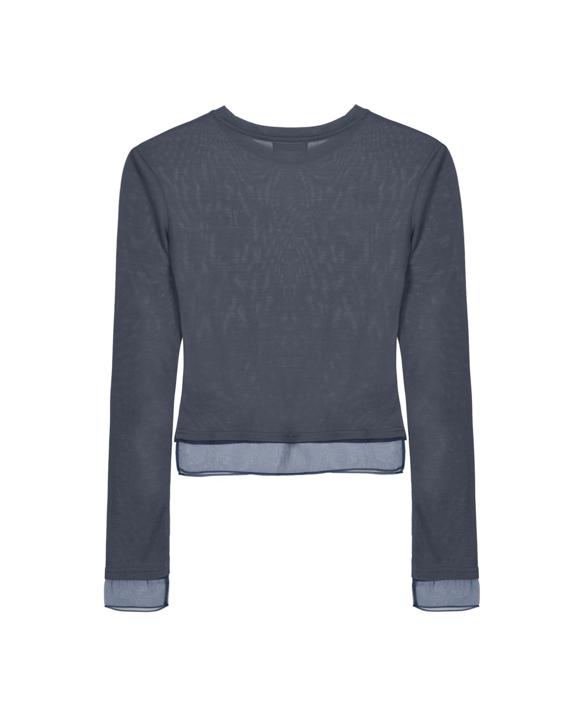 닉앤니콜(NICK&NICOLE) NICOLE SHEER LAYERED LOGO SLEEVE TOP_NAVY