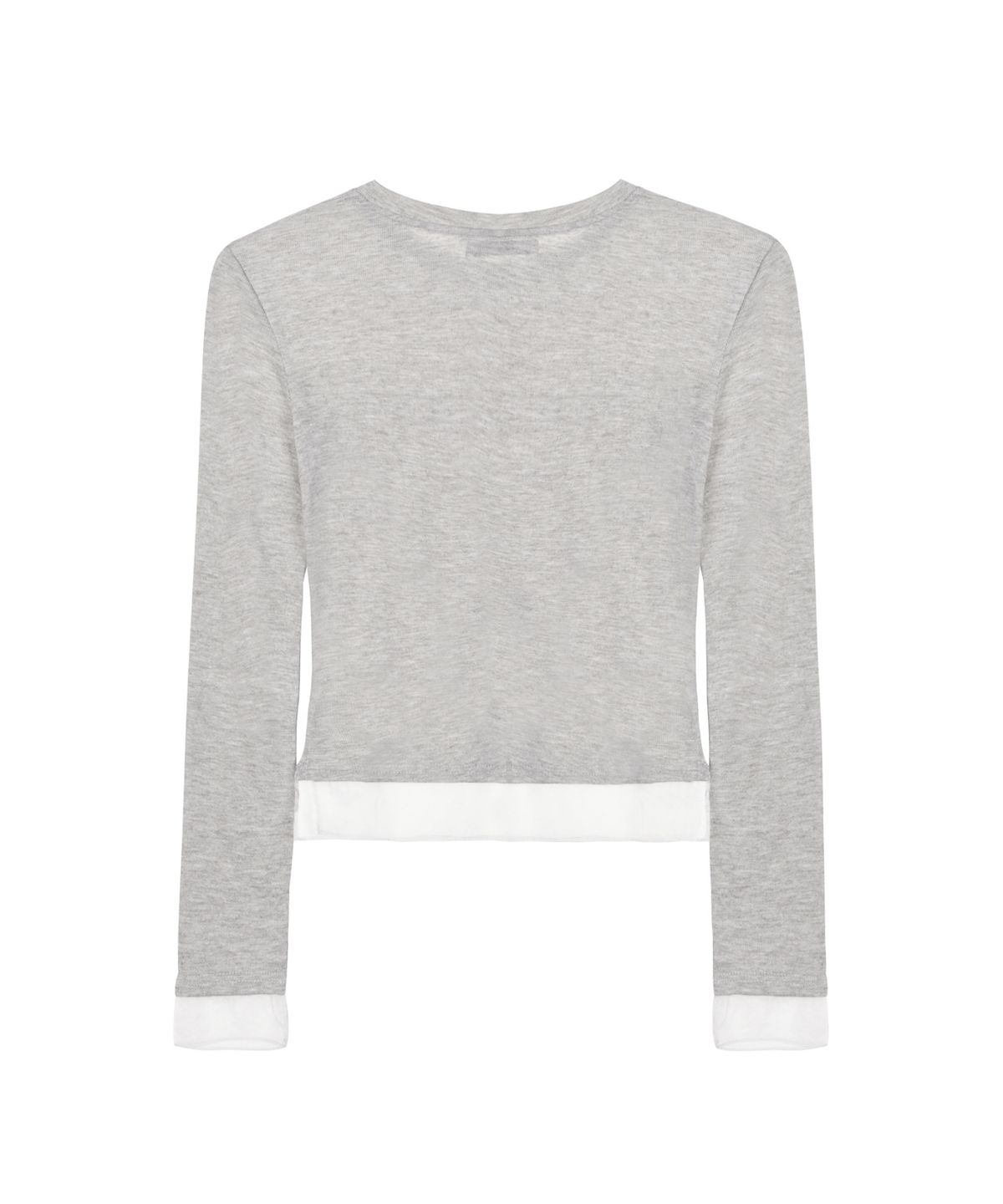 닉앤니콜(NICK&NICOLE) NICOLE SHEER LAYERED LOGO SLEEVE TOP_GRAY