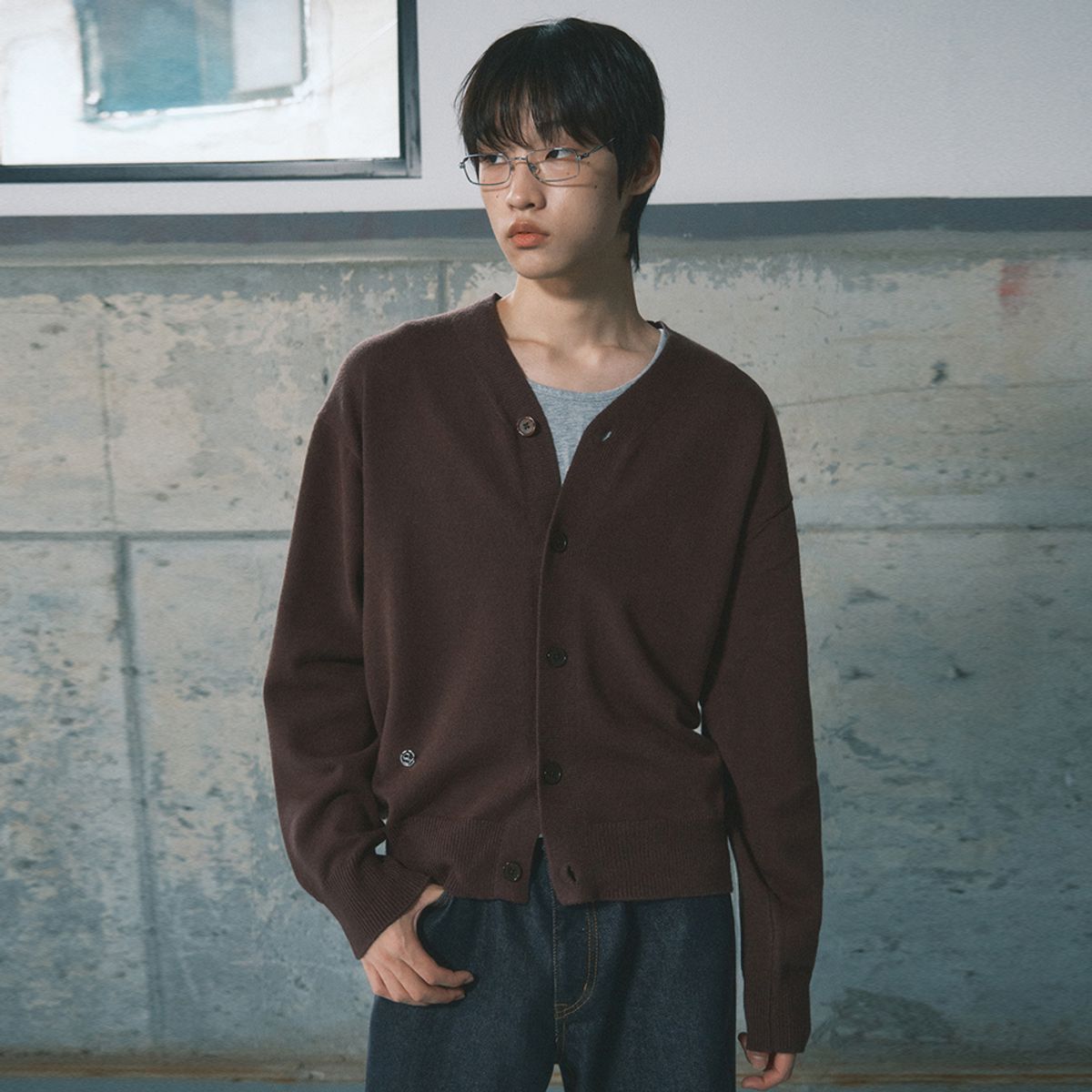 세컨모놀로그(SECONDMONO) 솔리드 3-WAY 버튼 가디건 [BROWN]_SECD003BROWN