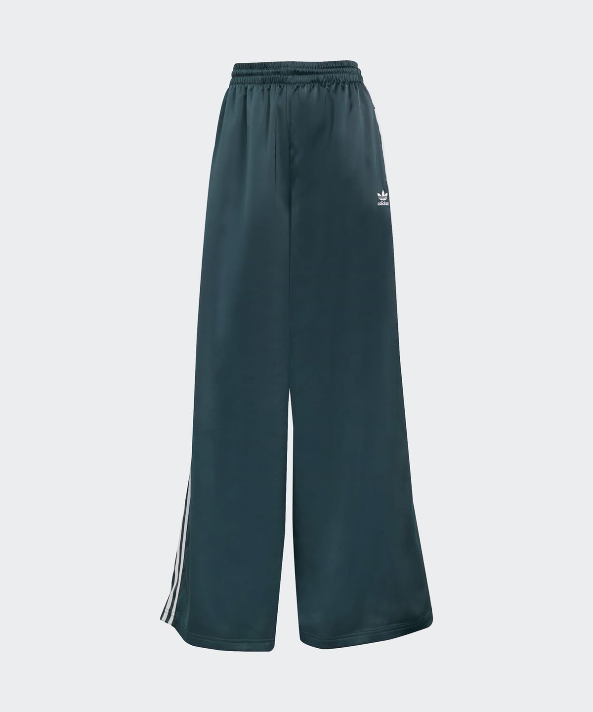 아디다스(ADIDAS) 새틴 와이드 레그 트랙 팬츠 - 오로라그린:화이트 / JV7511
