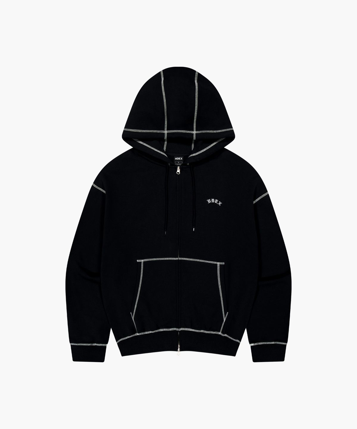 에이치덱스(HDEX) 컨트라스트 스티치 후디 집업 (Black)