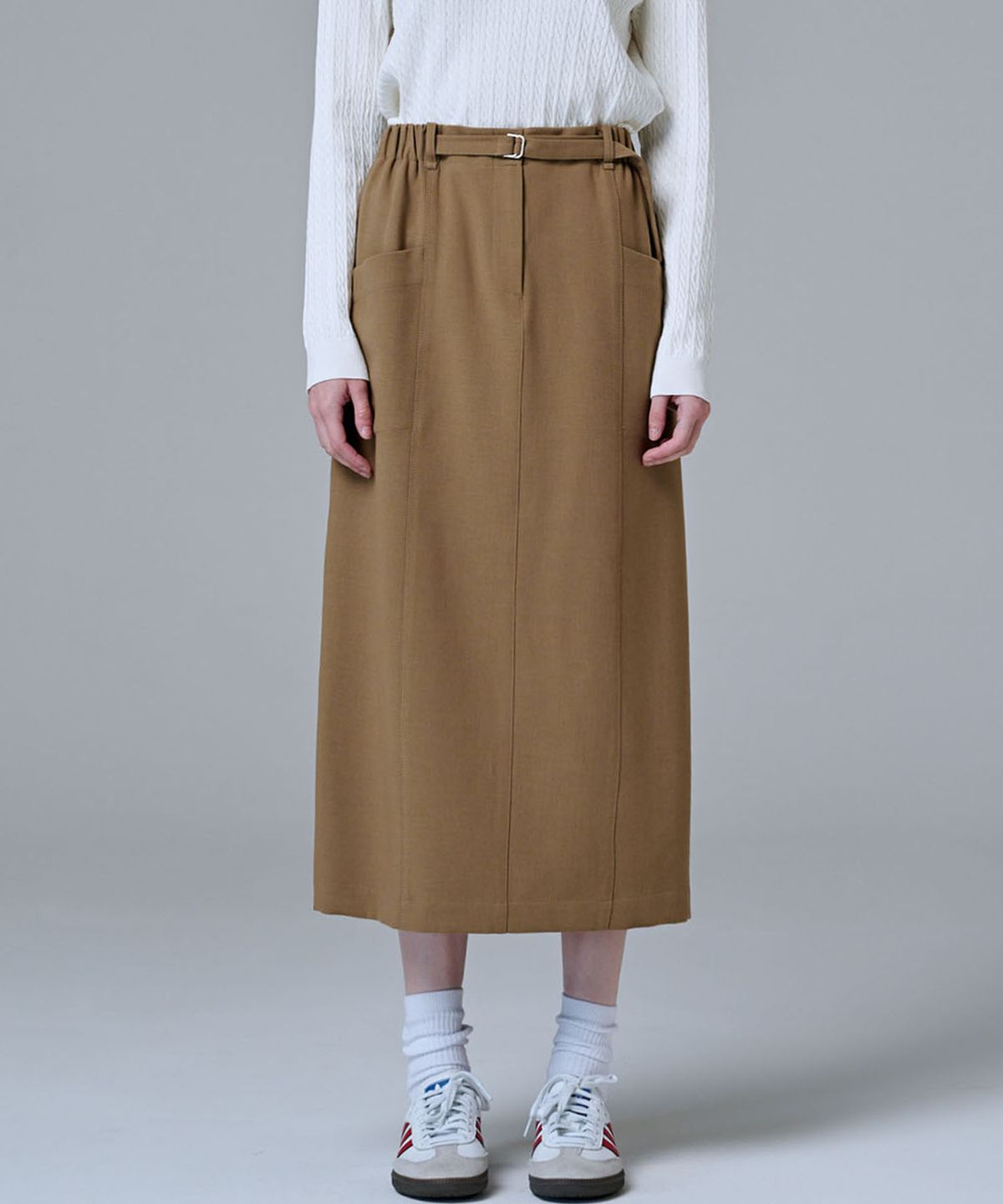 마롭(MALOUPE) 3107 스트레치 H 라인 스커트 (베이지)