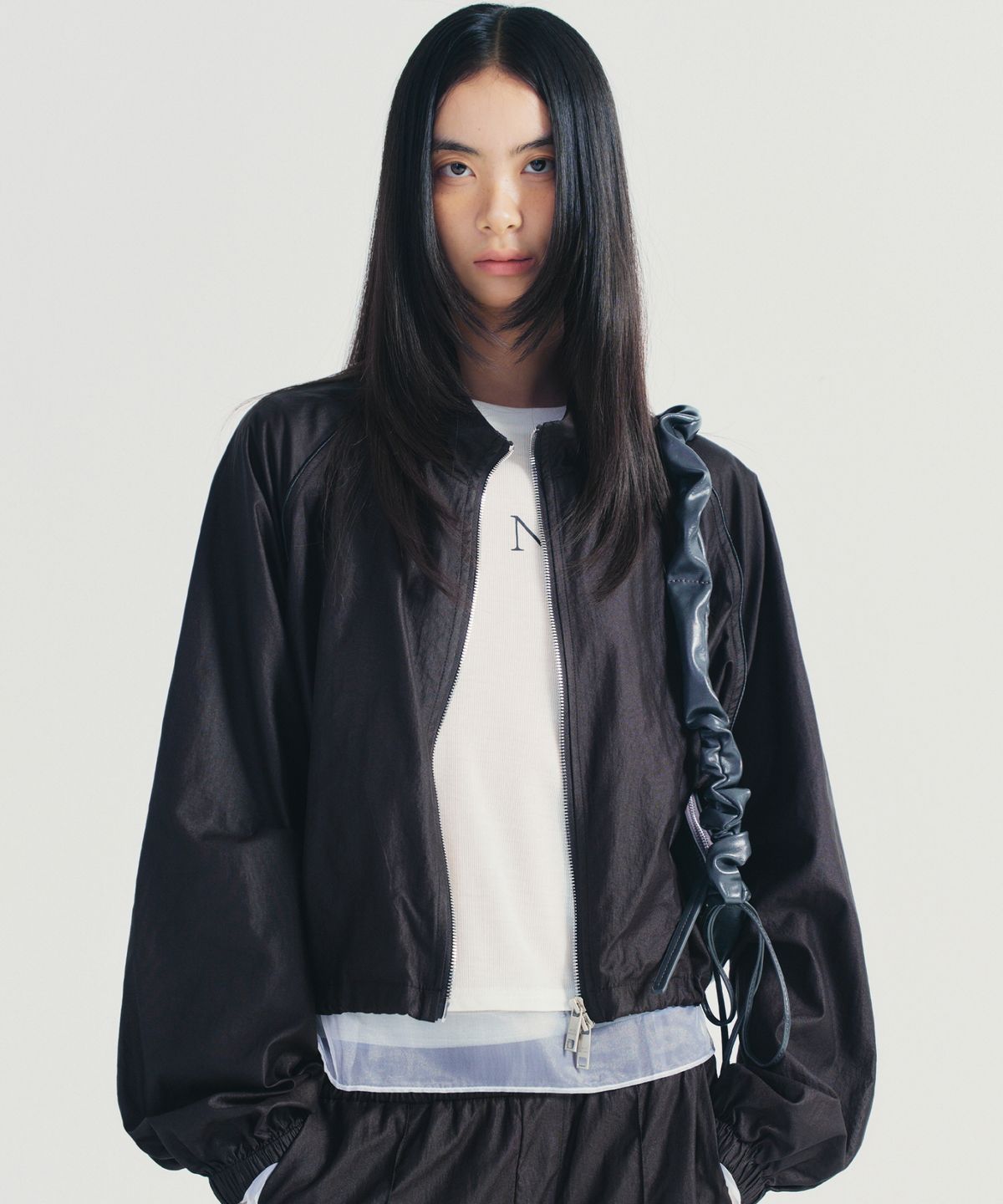 닉앤니콜(NICK&NICOLE) UTILITY GROOVY COATING JUMPER_BLACK